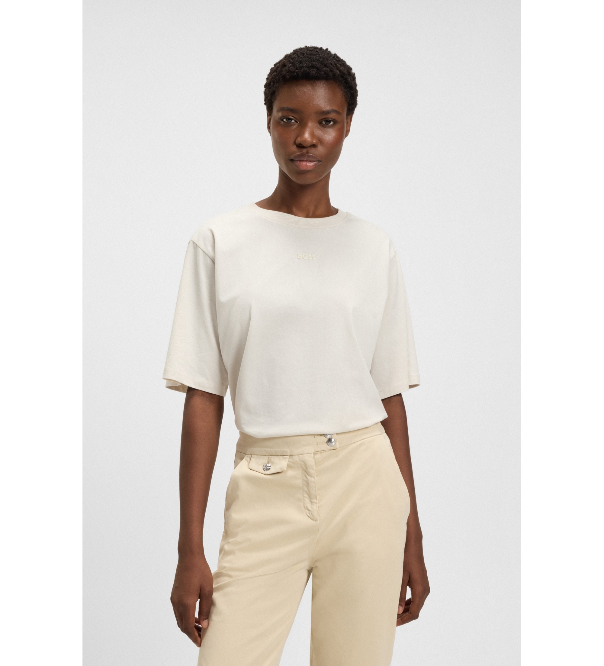 BOSS für Damen. 50523256 T-Shirt Enis Logo weiß (M), Lässig, Baumwolle, Kurzarm