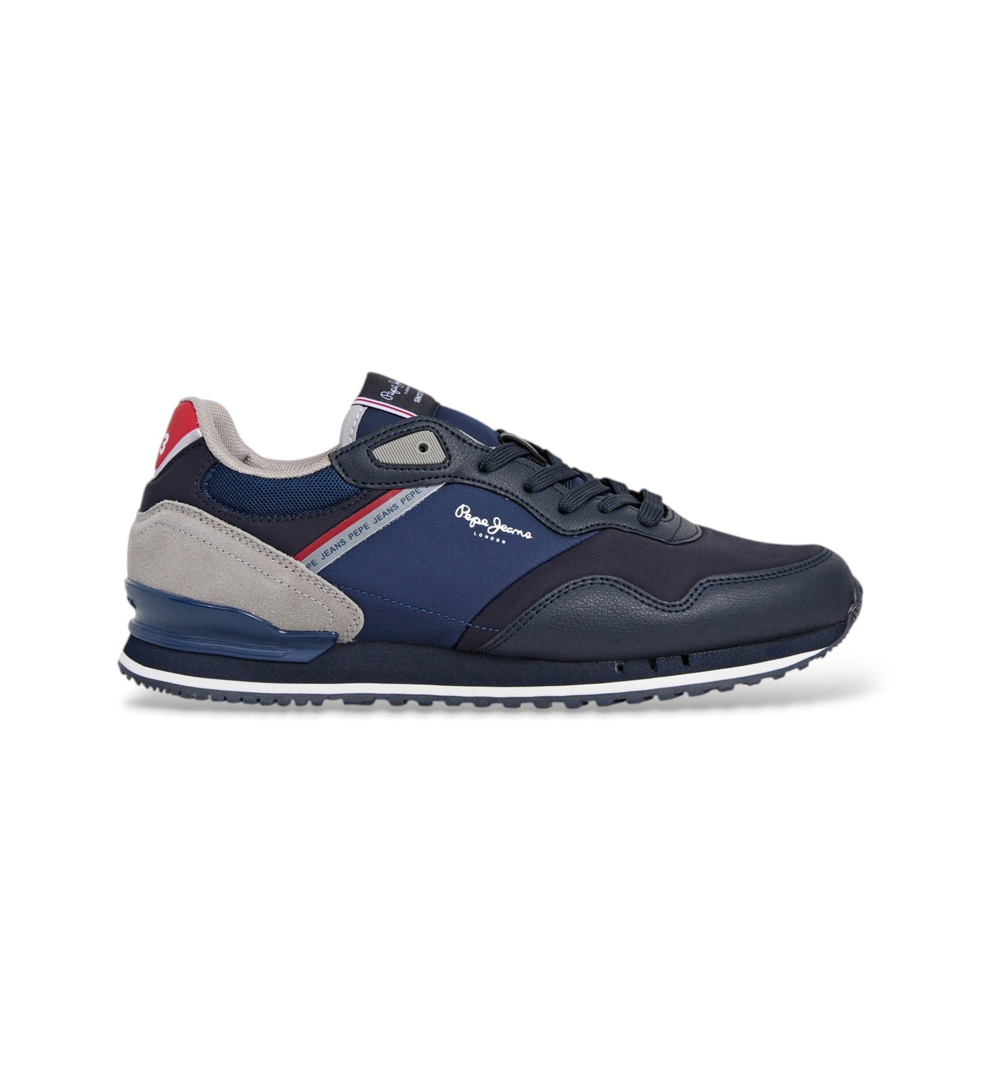 Pepe Jeans für Herren. PMS400013 Sneaker London Cross marineblau (43), Wohnung, Schnürsenkel, Lässig