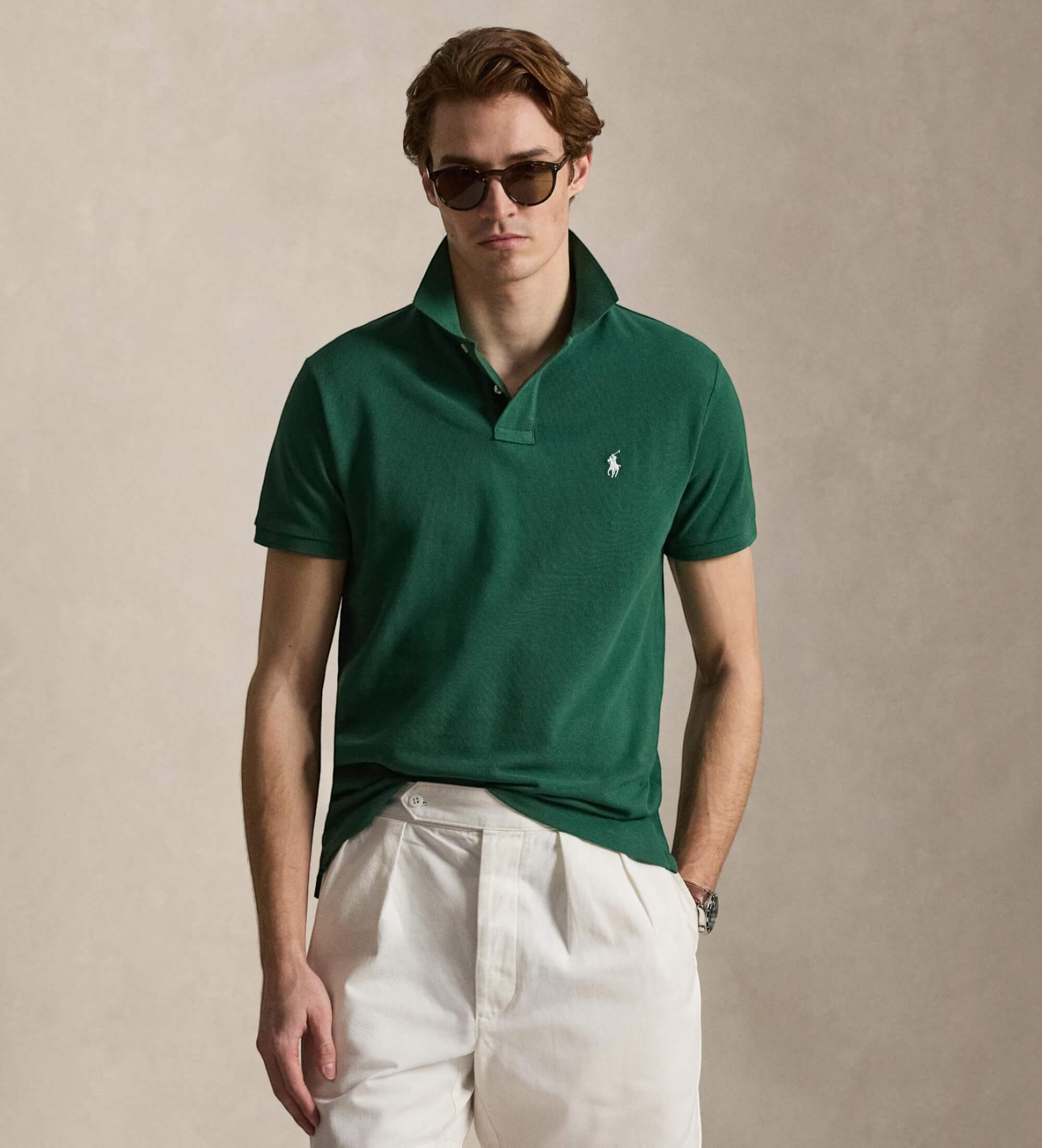 Polo Ralph Lauren für Herren. 710680784526 Das ikonische Piqué-Poloshirt in Dunkelgrün (L), Lässig, Baumwolle, Kurzarm