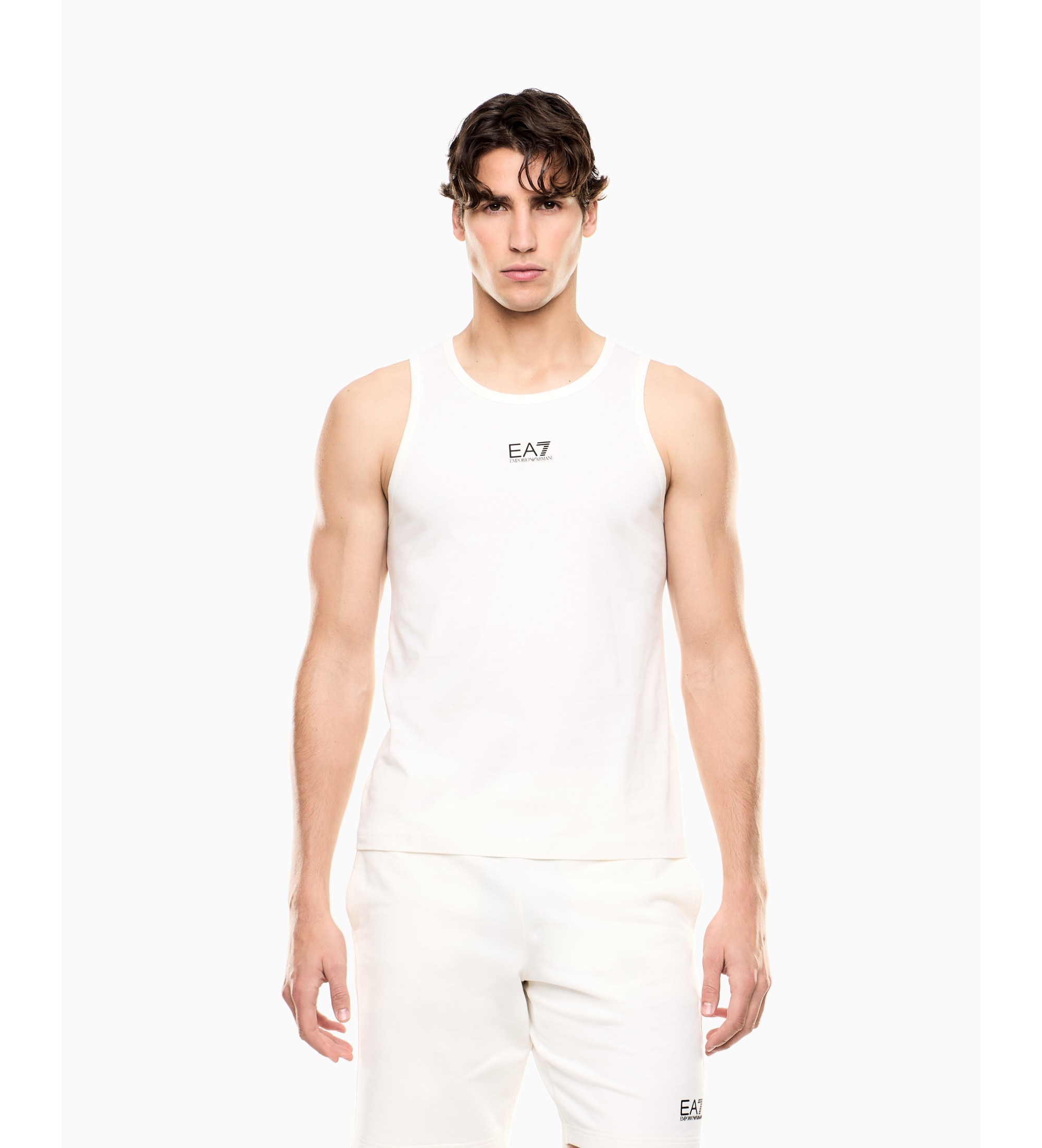 EA7 für Herren. 7M000295_AF10375 T-Shirt Top Core Identity weiß (XXL), Lässig, Baumwolle, Ärmellos / Hosenträger