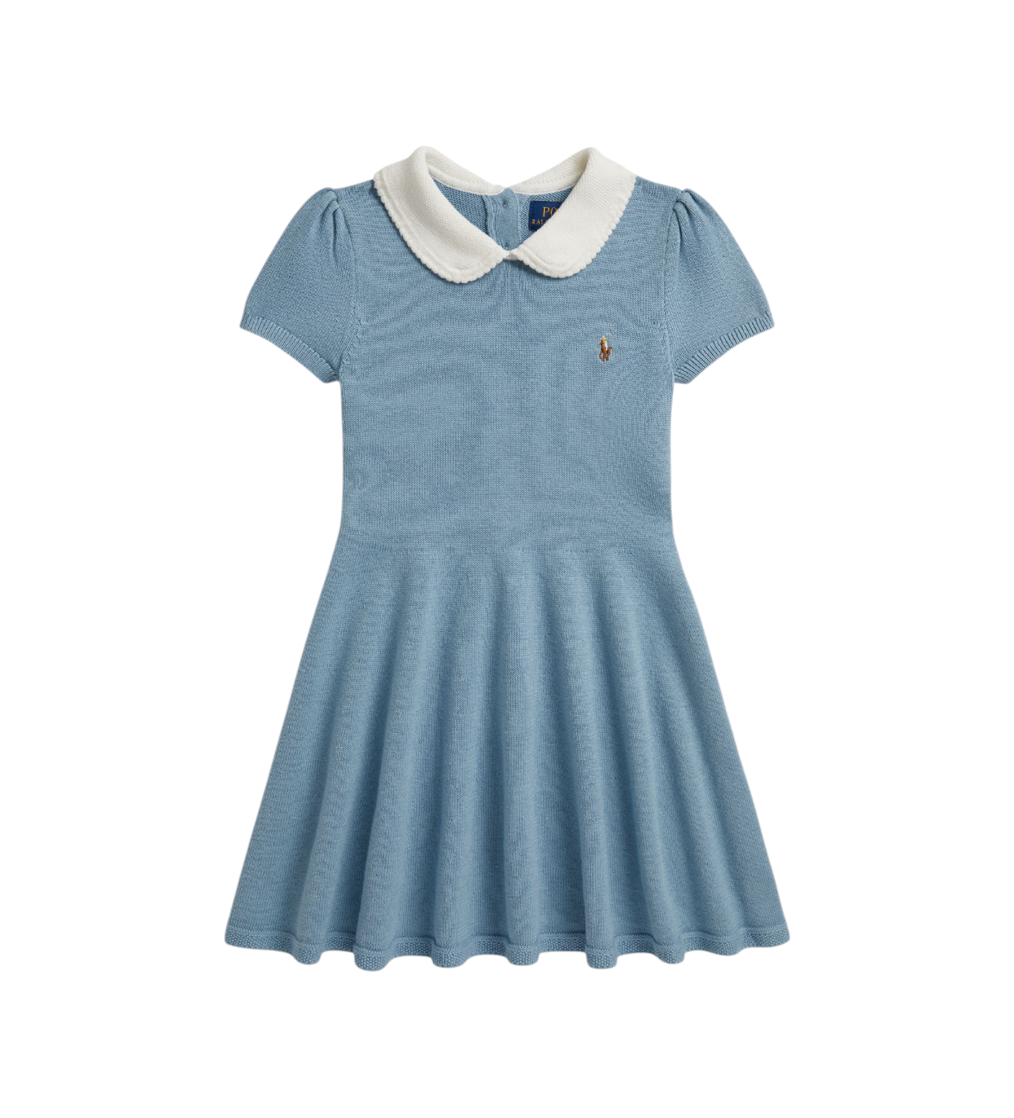 Polo Ralph Lauren für Mädchen. 312B18525001 Strickkleid aus Baumwolle Blau (6.5años= 124/128cm), Lässig, Langarm, Kinderbekleidung