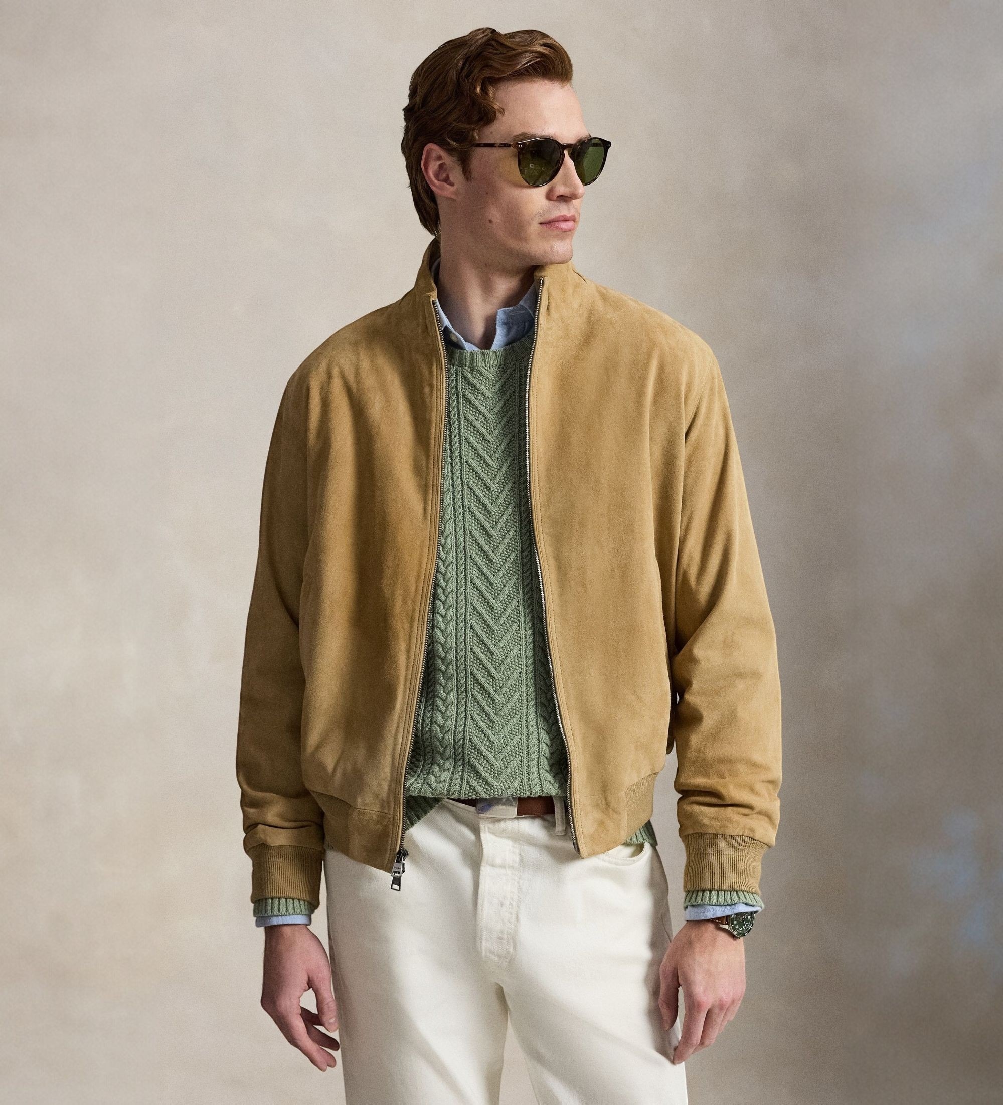 Polo Ralph Lauren für Herren. 710970579500 Charleton Wildlederjacke in Beige (L), Lässig