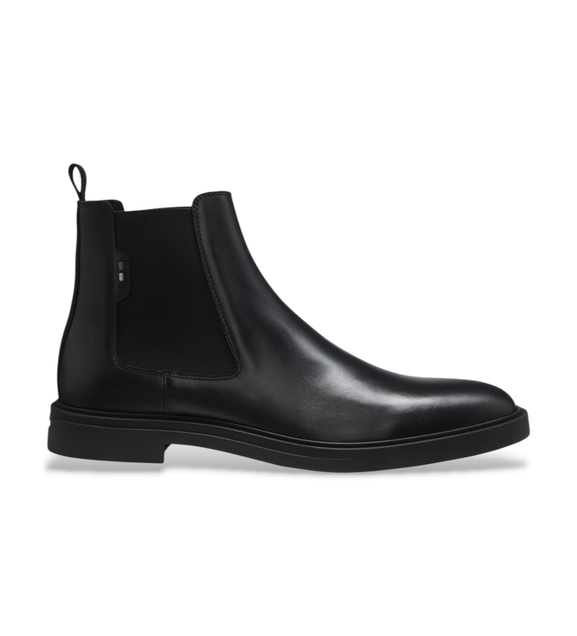 BOSS für Herren. 50552527 Chelsea-Boots aus Leder Calev schwarz (46), Schnürsenkel, Klassisch