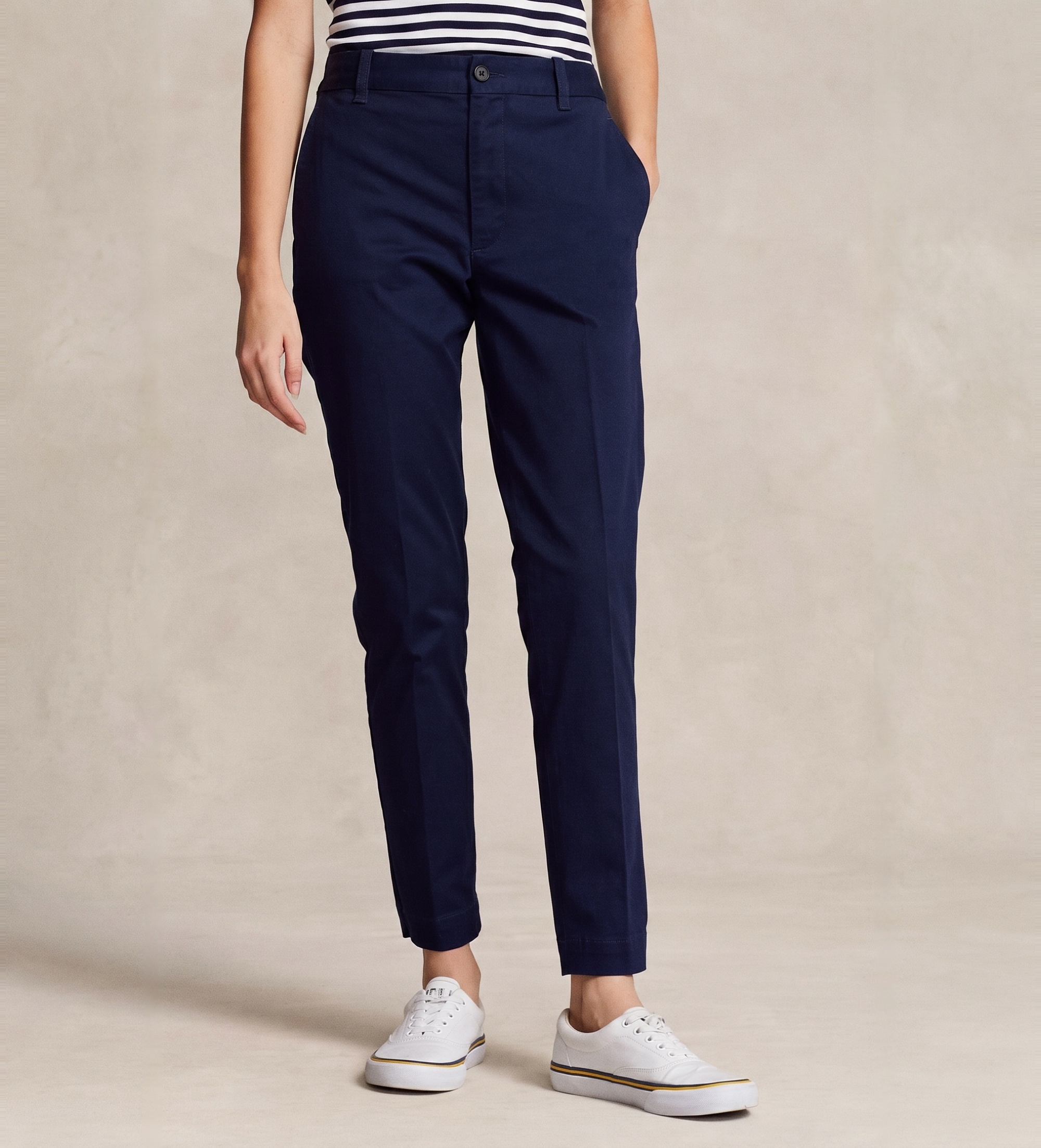 Polo Ralph Lauren für Damen. 211890343003 Slim Fit Twill-Hose in Marineblau (40), Lässig, Baumwolle, Klassisch