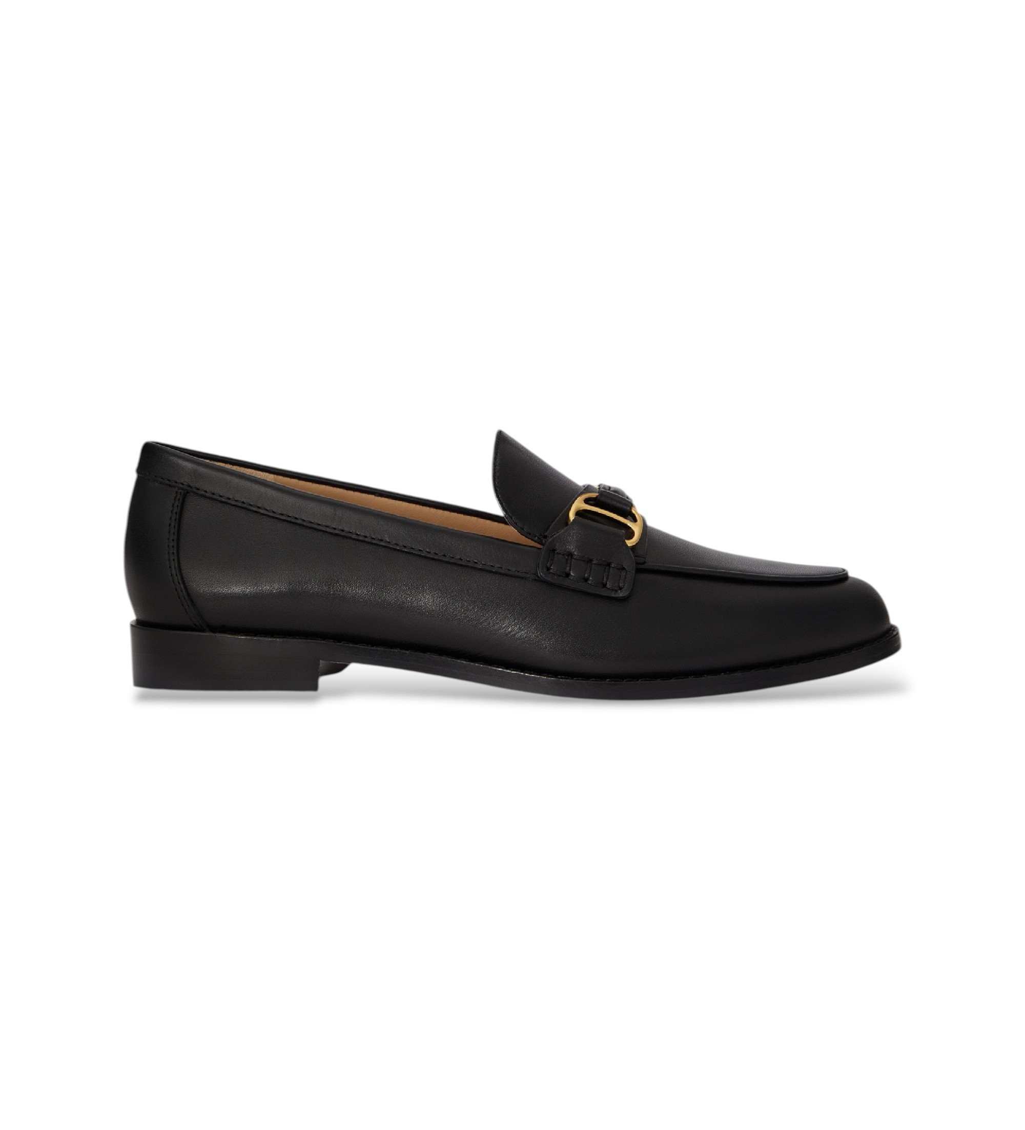 Lauren Ralph Lauren für Damen. 802P02121001 Tasha Mokassins aus schwarzem Leder (41), Wohnung, 1 bis 3 cm, Keine, Lässig, Klassisch