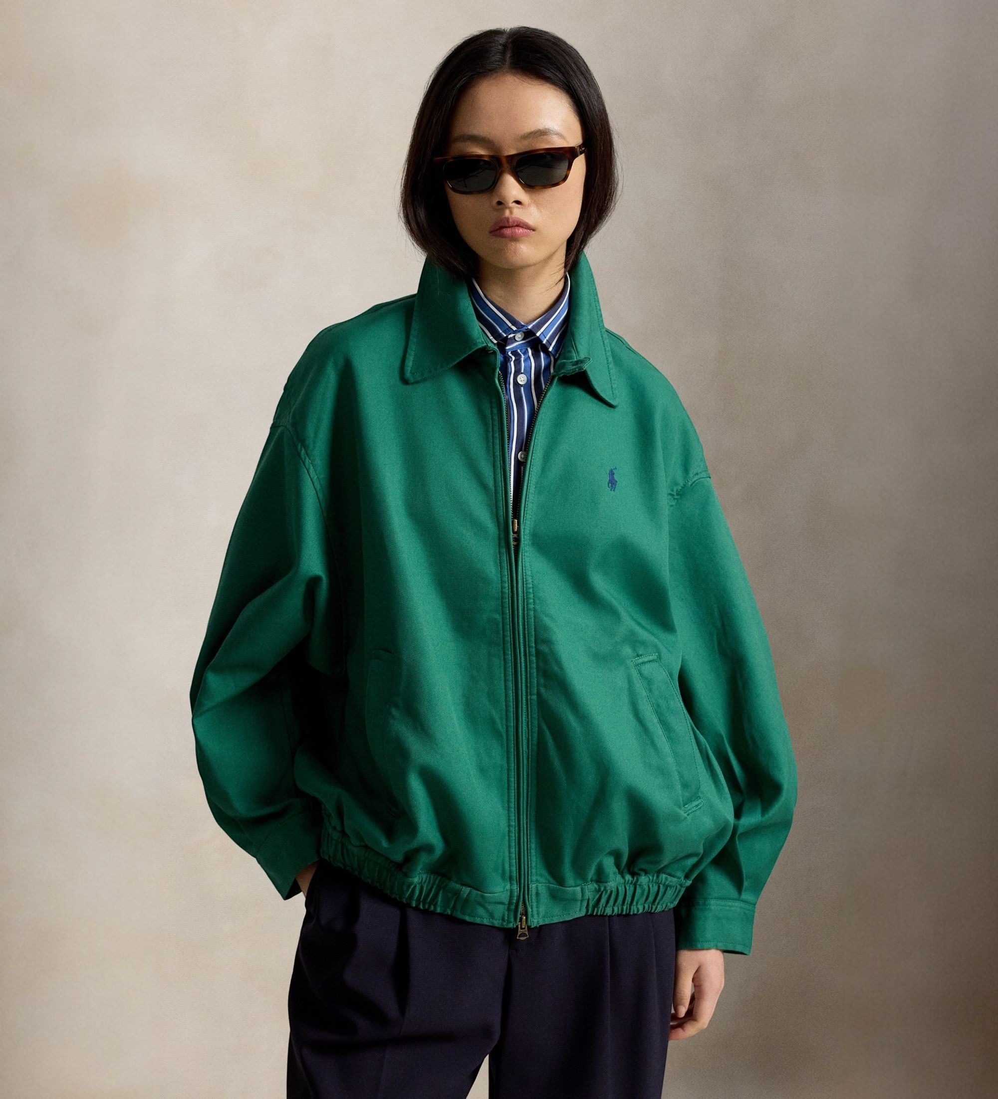 Polo Ralph Lauren für Damen. 211A96311007 Übergroße Cortavientos-Jacke aus Baumwolle, grün (M), Lässig