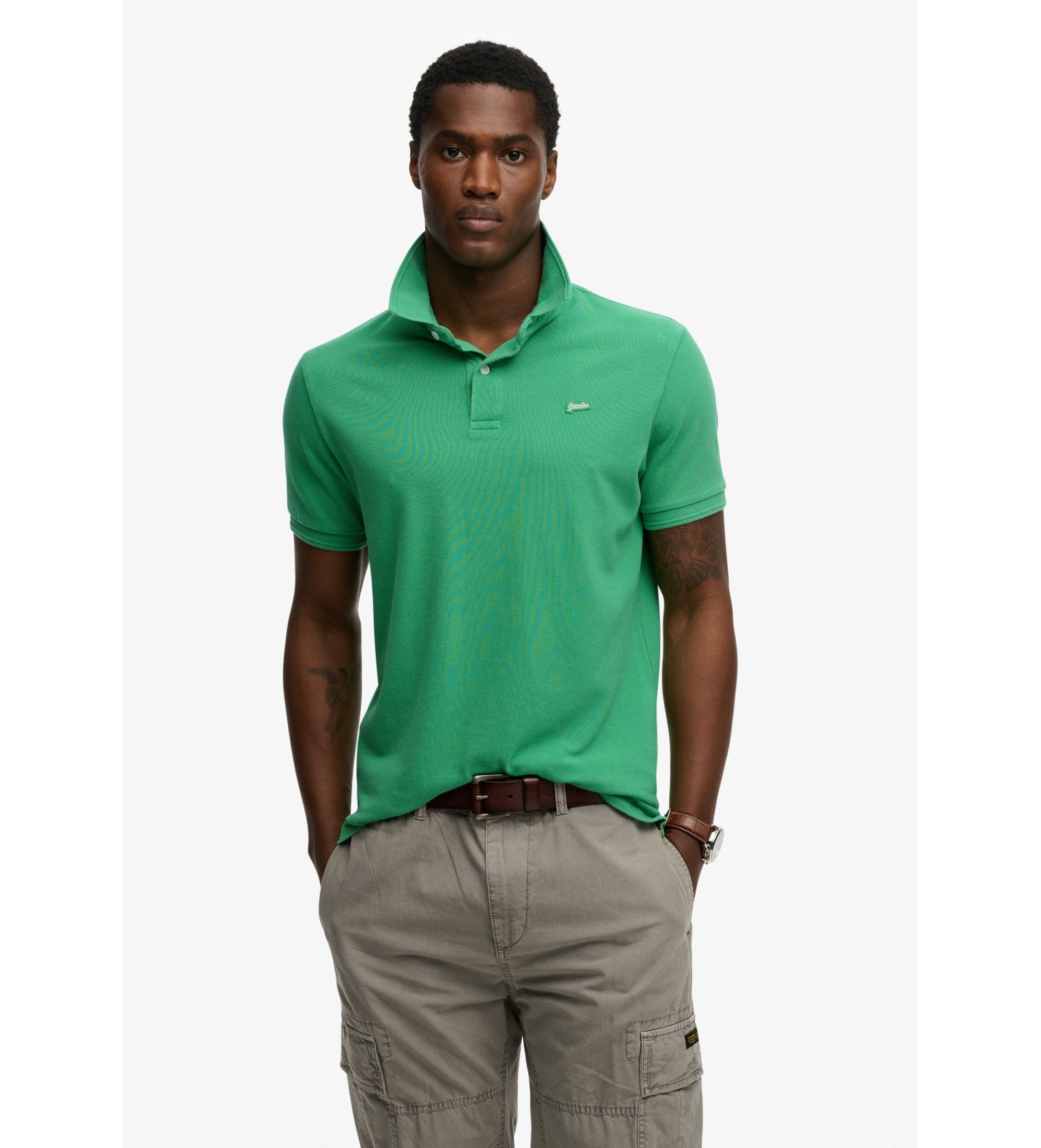 Superdry für Herren. M1110452A Poloshirt Classic Pique grün (XL), Lässig, Baumwolle, Klassisch, Kurzarm