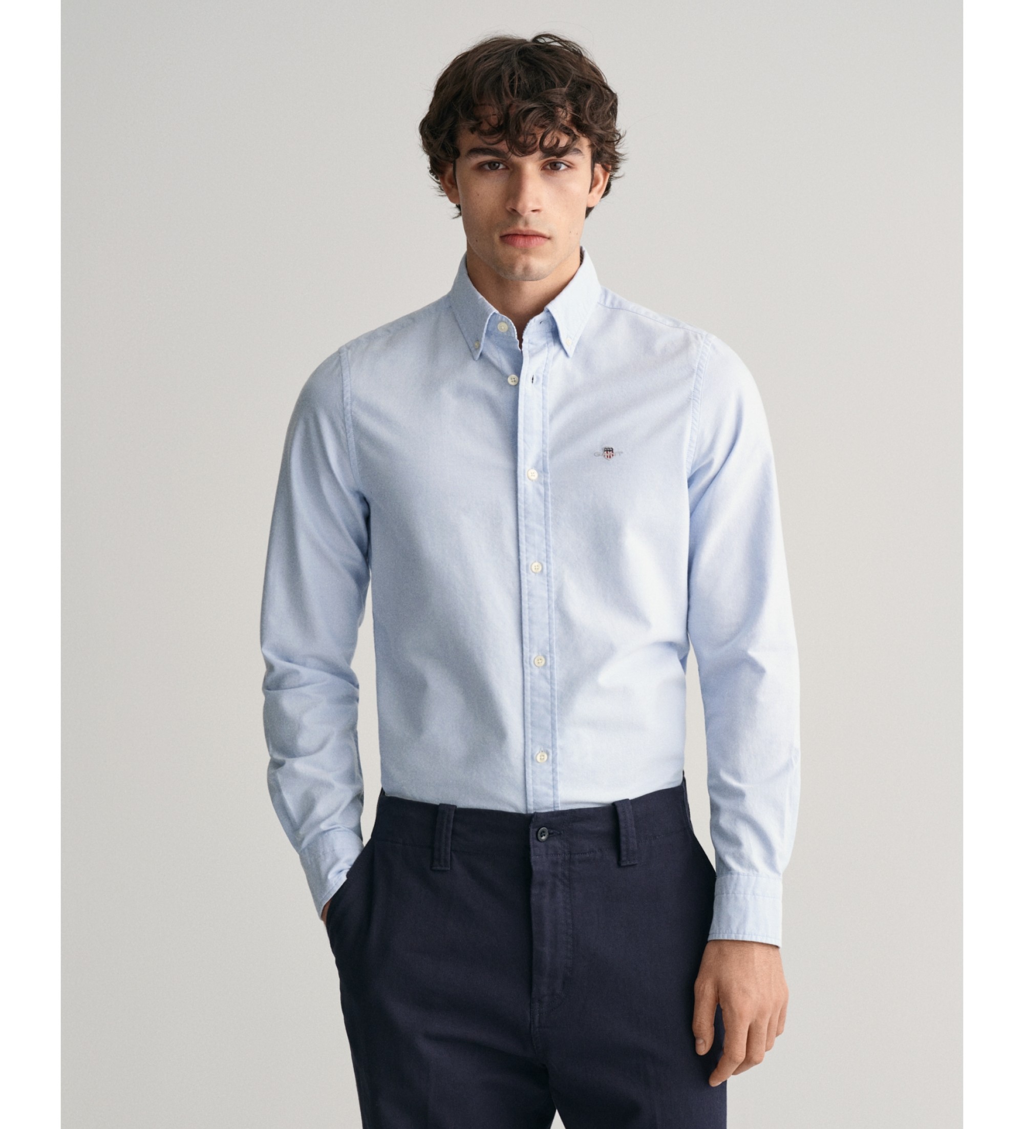 Gant für Herren. 3230115 Elastisches Oxford-Hemd Slim Fit blau (M), Lässig, Baumwolle, Klassisch, Langarm