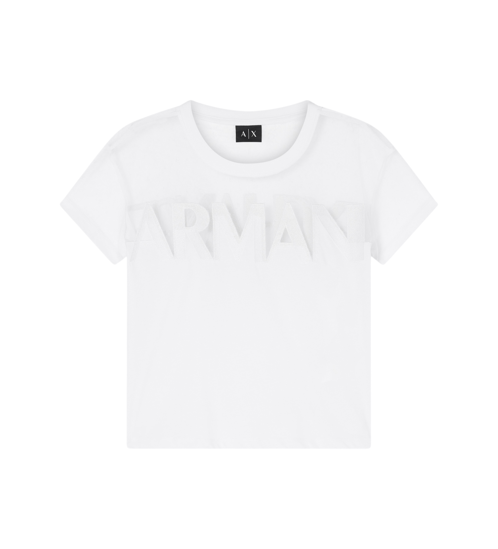 A|X Armani Exchange für Damen. XW002332AF10356U0002 Transparentes T-Shirt weiß (S), Lässig, Baumwolle, Kurzarm