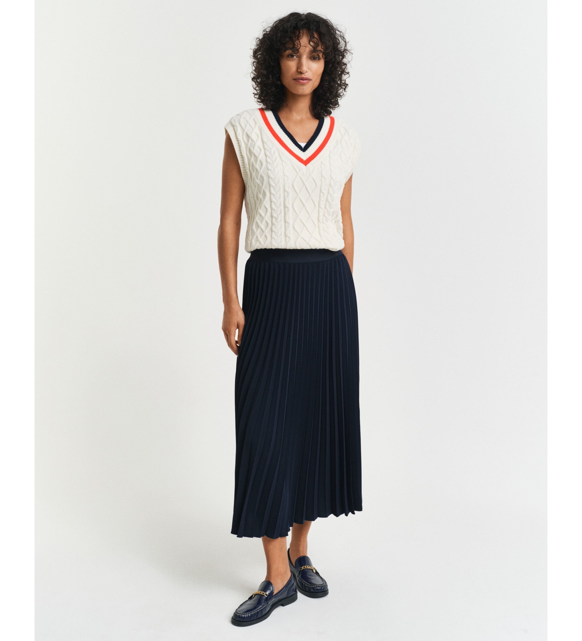 Gant für Damen. 4400169 Plissierter Midirock marineblau (34), Lässig, Klassisch, Polyester