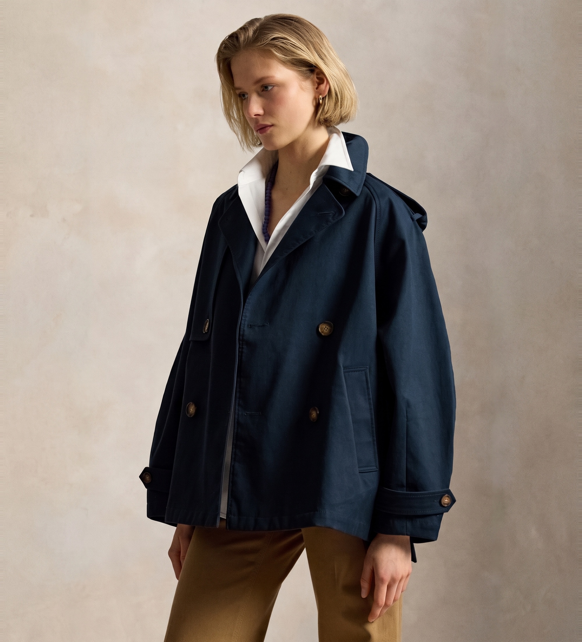 Polo Ralph Lauren für Damen. 211A93313002 Ballon-Mantel aus Baumwollköper marine (XXL), Lässig, Baumwolle, Klassisch
