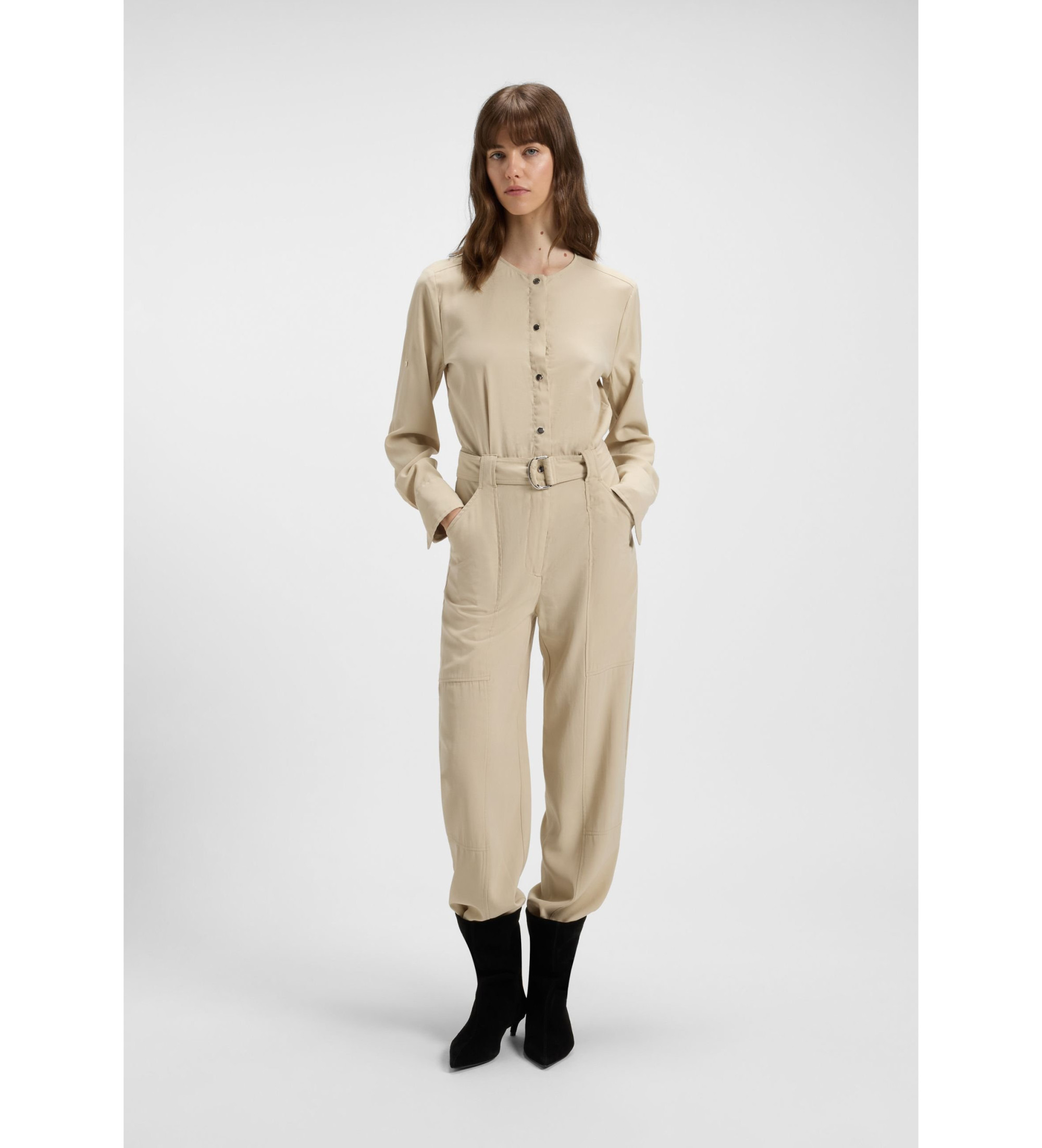 BOSS für Damen. 50536843 Overall Daiyla beige (M), Lässig, Viskose, Langarm
