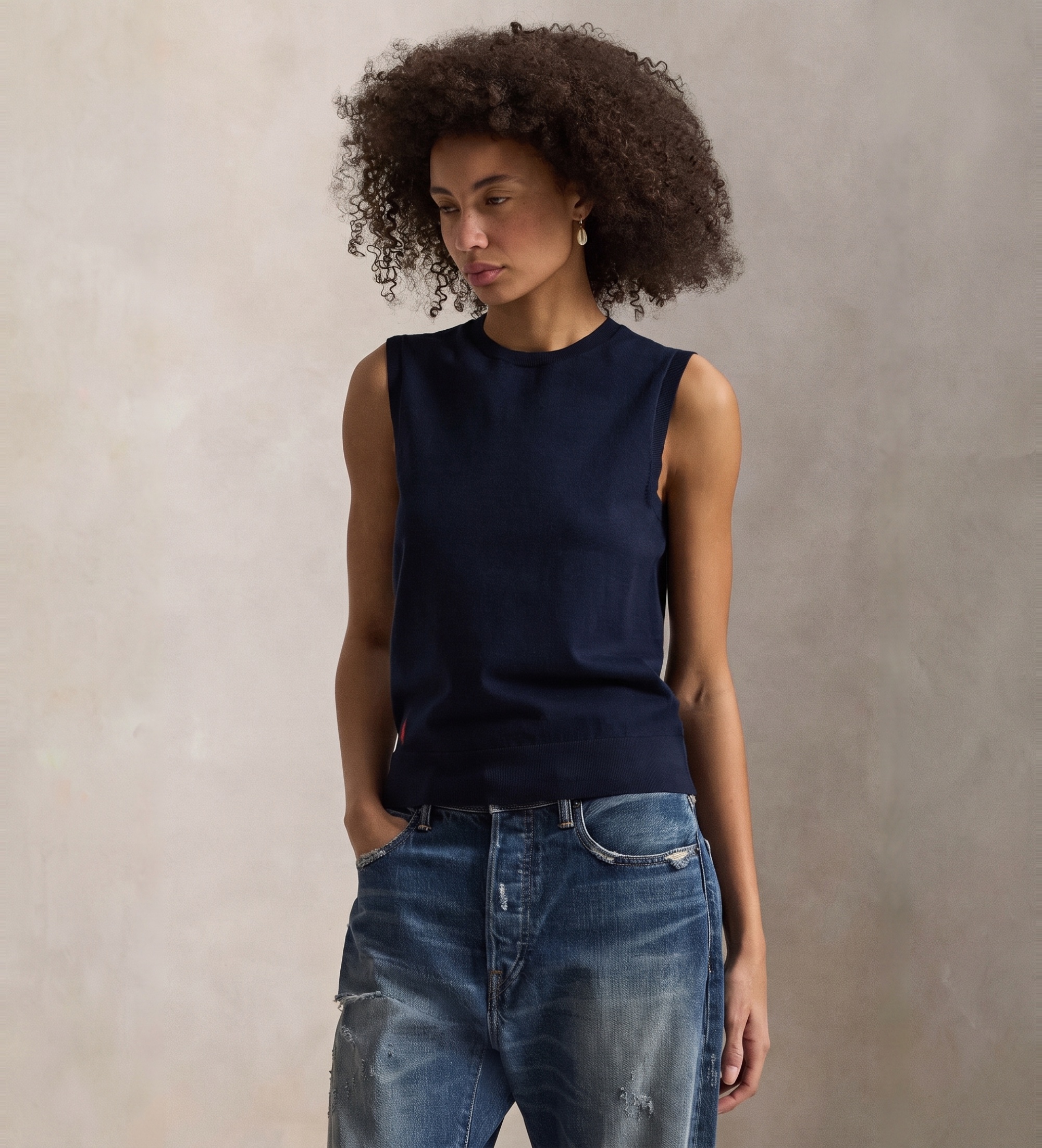 Polo Ralph Lauren für Damen. 211972111500 Ärmelloser Pullover marineblau (S), Lässig, Baumwolle, Ärmellos / Hosenträger