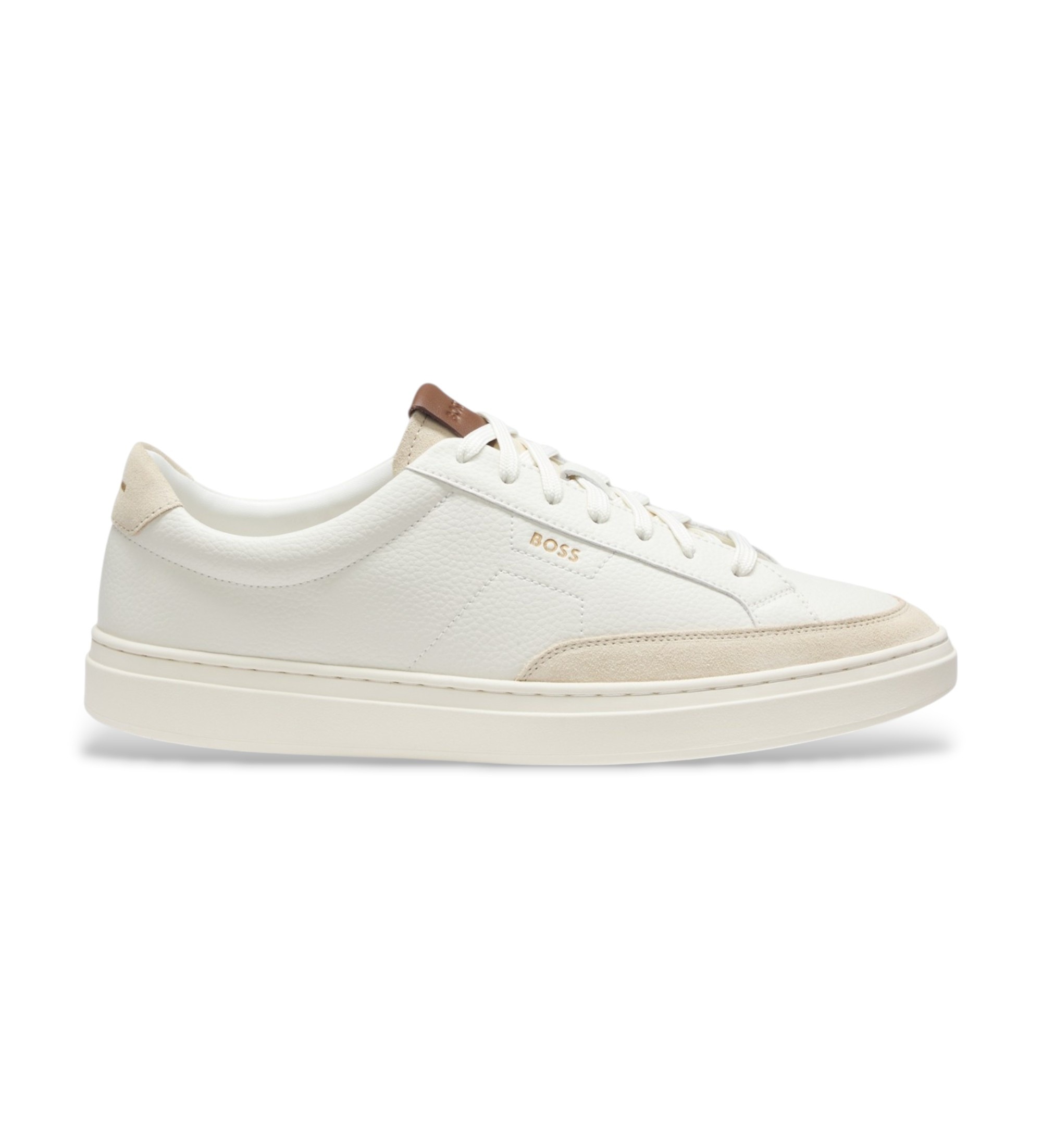BOSS für Herren. 50568536 Sneaker aus Leder Kieran Tenn weiß (43), Wohnung, Schnürsenkel, Lässig