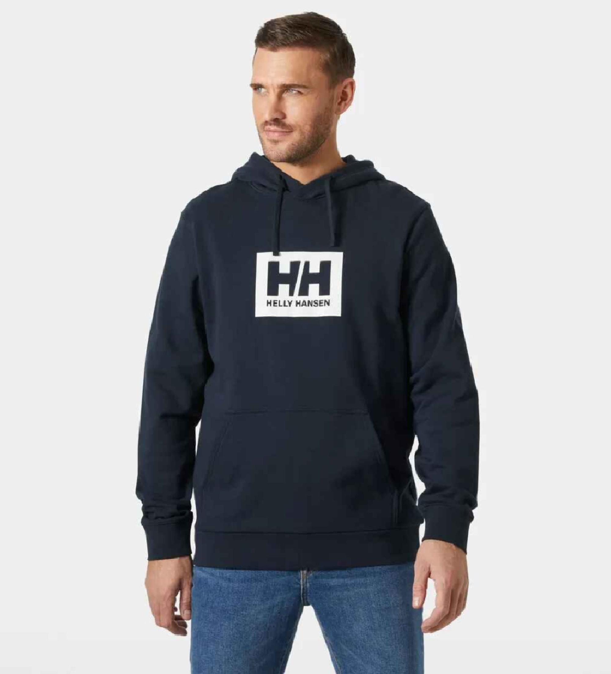 Helly Hansenvoor mannen. 54526 HH Box Hoodie marineblauw (L), Katoen, Klassiek