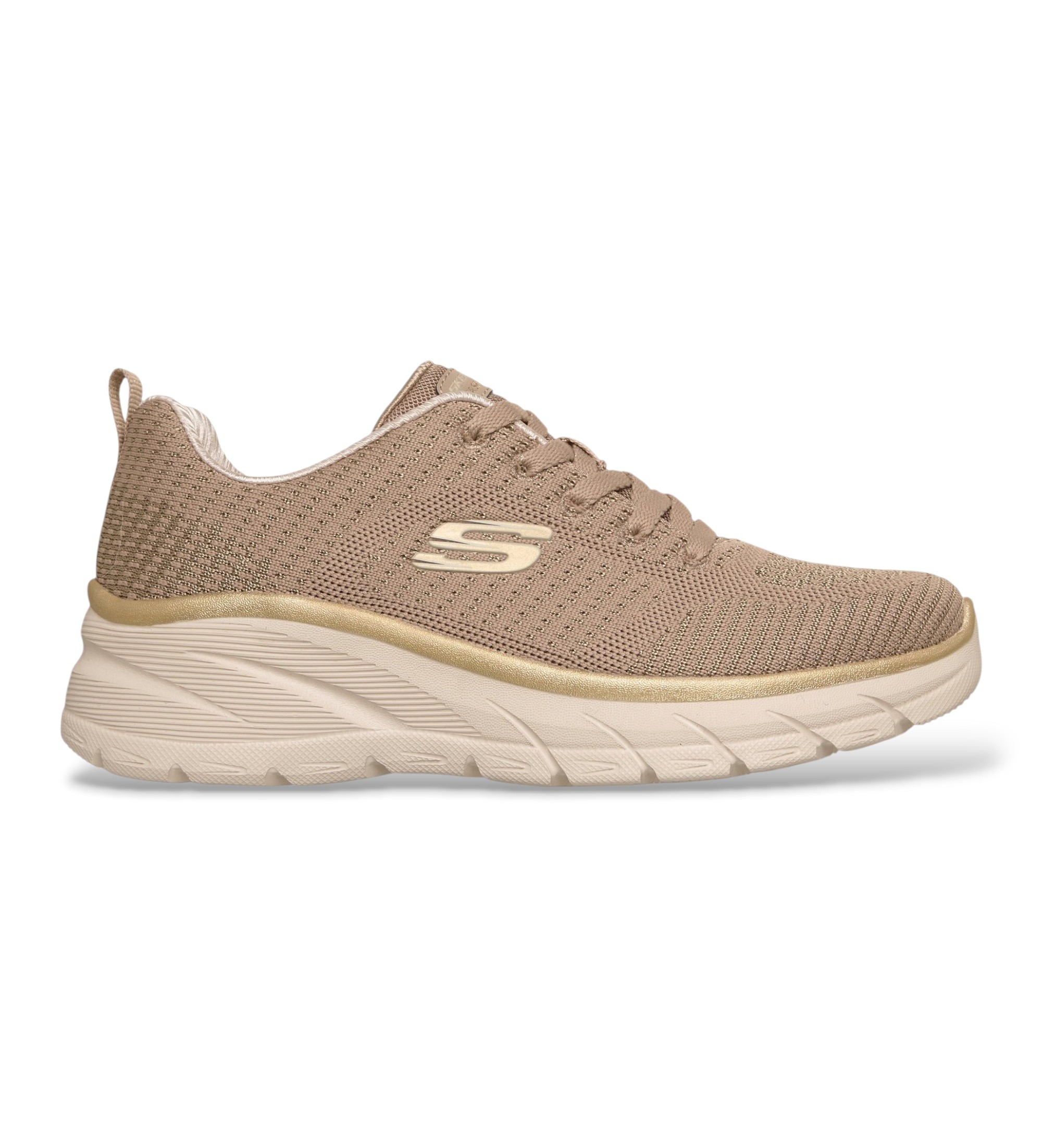 Skechers für Damen. 150384 Slip-Ins Sneaker: Fashion Fit 2.0 - Moonlight Glow braun (38), Stoff, Wohnung, 3 bis 5 cm, Schnürsenkel, Lässig,