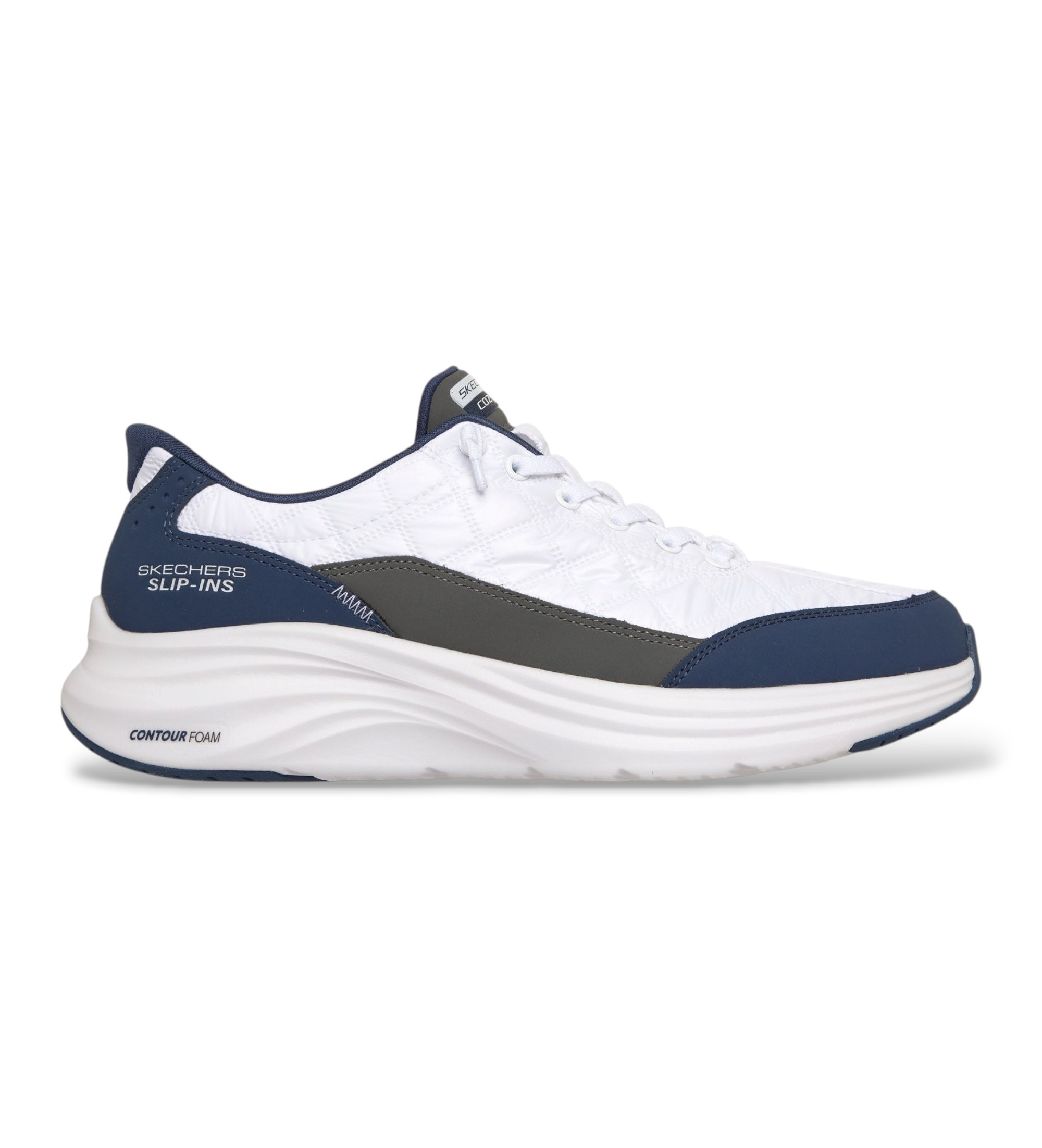 Skechers für Herren. 232619 Slip-Ins Sneaker: Contour Foam - Cozy Fit weiß (44), Wohnung, Schnürsenkel, Lässig