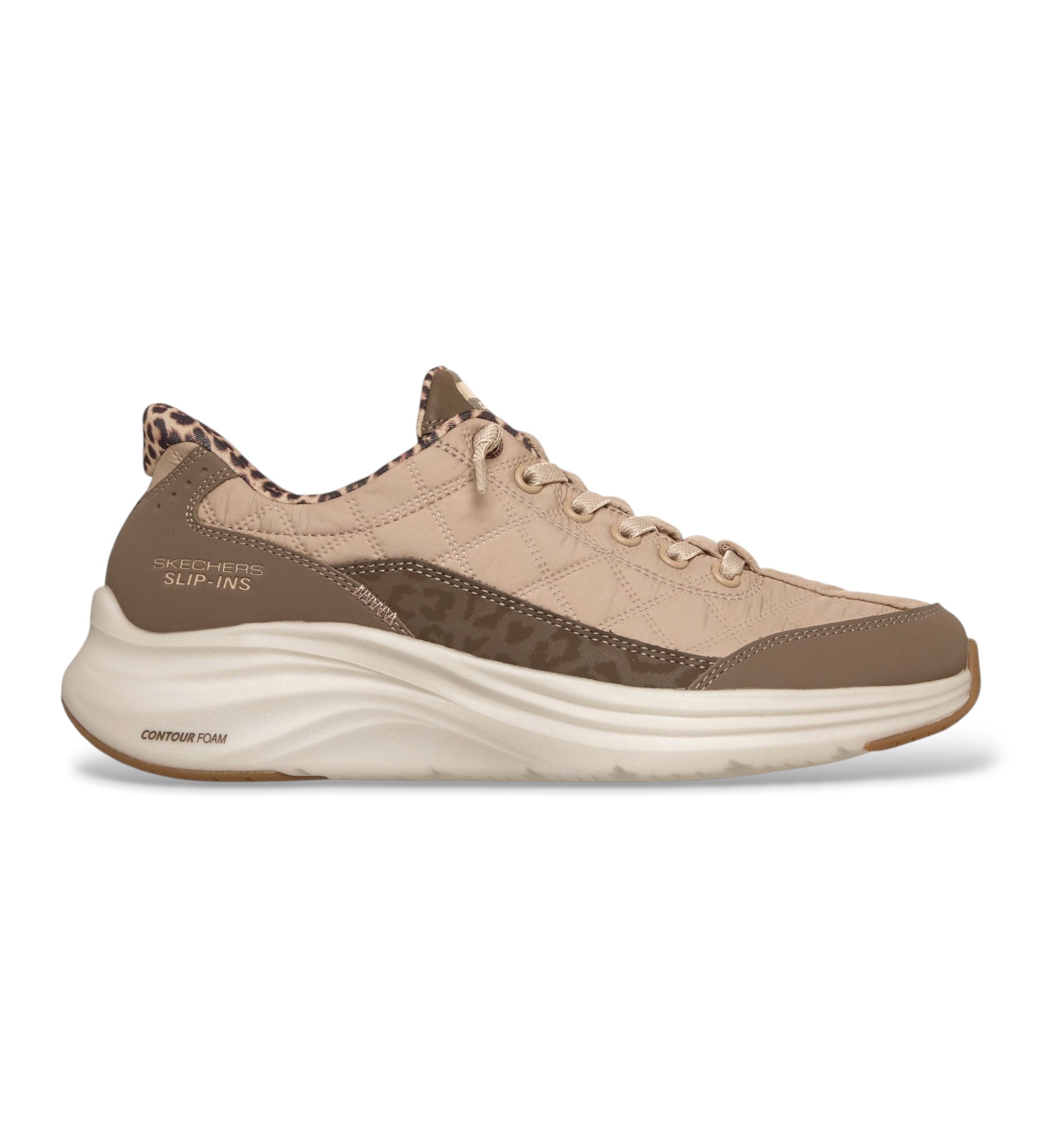 Skechers für Damen. 150419 Slip-Ins Sneaker: Contour Foam - Cozy Fit Leopard Dream braun (40), Wohnung, Schnürsenkel, Lässig