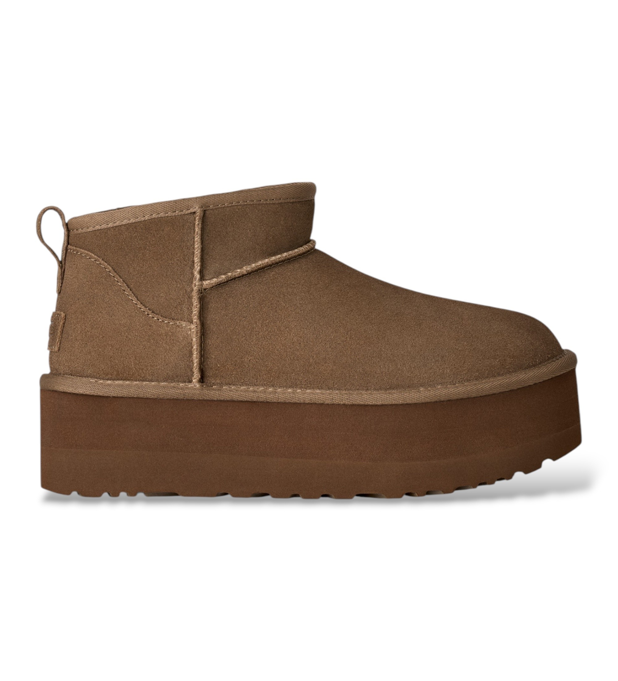 UGG für Damen. 1135092 Braune Leder-Stiefeletten Classic Ultra Mini Platform (36), 3 bis 5 cm, Keine, Lässig