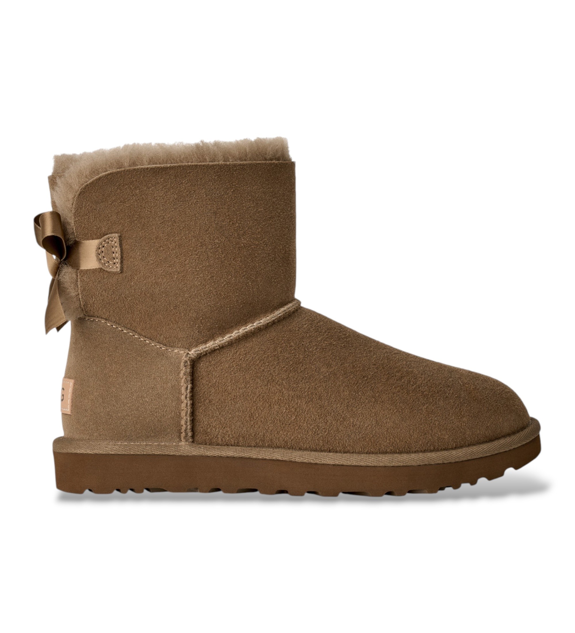 UGG für Damen. 1016501 Mini Bailey Bow II Lederstiefel braun (39), Wohnung, Keine, Lässig