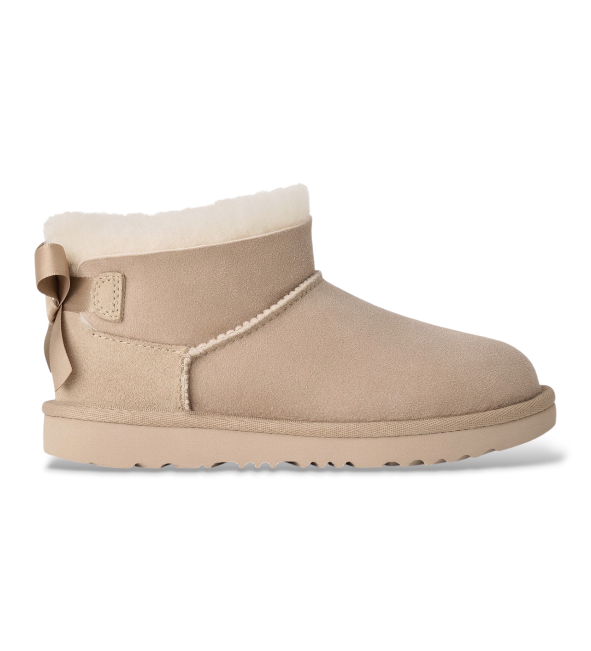 UGG Unisex für Kinder. 1185920K Leder Ultra Mini Bailey Bow Stiefeletten beige (33.5), Wohnung, Keine, Lässig, Kinderbekleidung