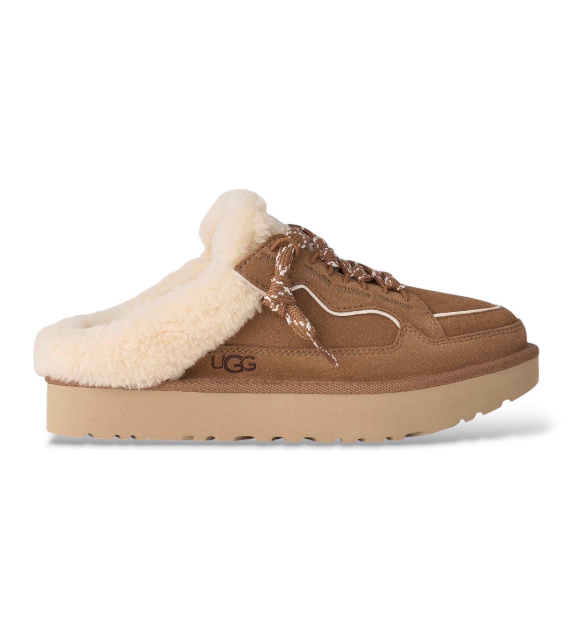 UGG für Damen. 1180313 Lowmel Mule Lederpantoletten braun (40), Wohnung, Spaltleder, Keine, Lässig, Heimtextilien