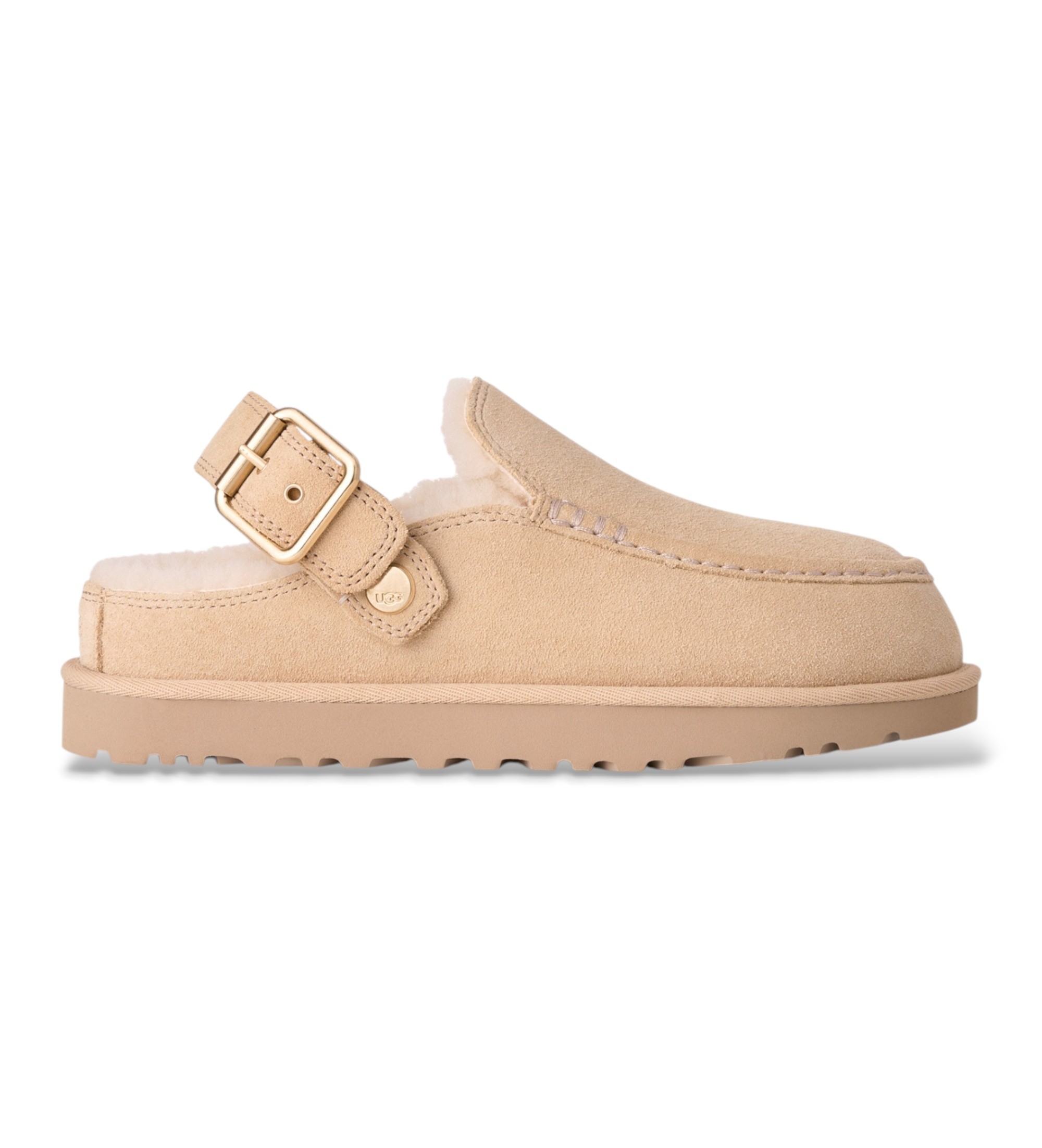 UGG für Damen. 1180251 Goldenstar Evelina Clog Leder-Clogs beige (36), Wohnung, Keine, Lässig