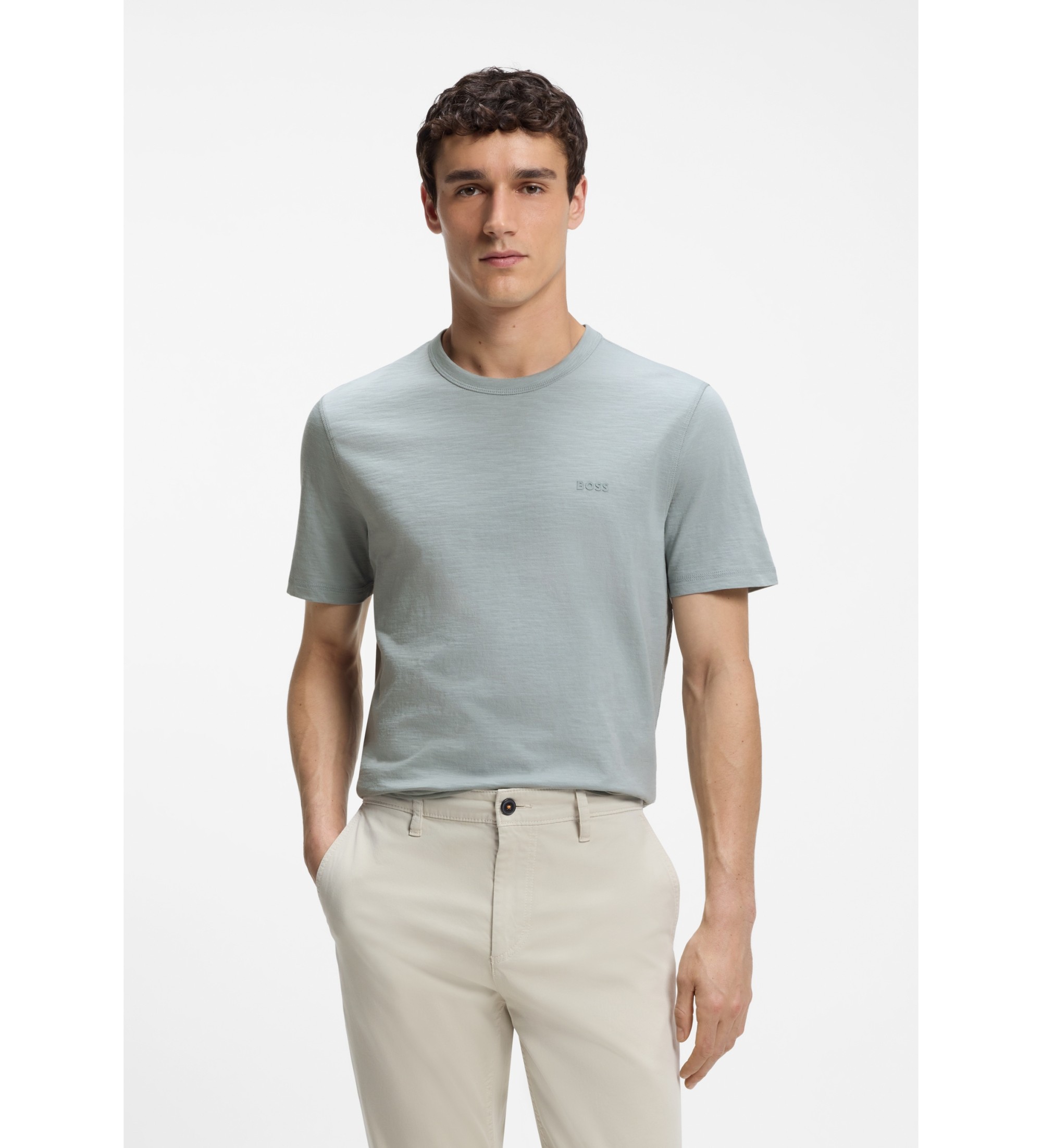 BOSS für Herren. 50508243 Graues Tegood-T-Shirt (M), Lässig, Baumwolle, Kurzarm