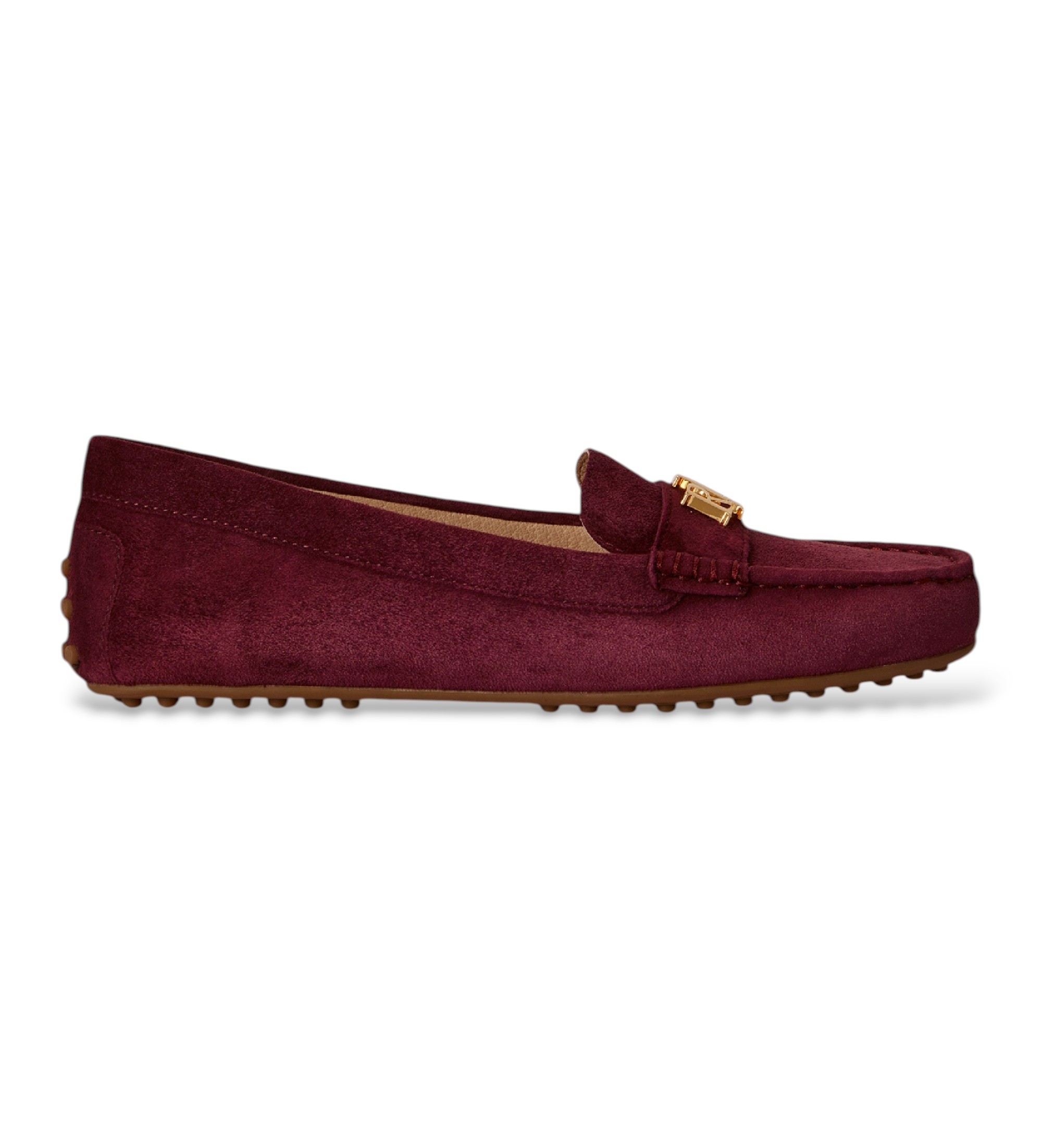 Lauren Ralph Lauren für Damen. 802821629037 Wildleder-Mokassins Barnsbury in Granatrot (38), Wohnung, Keine, Lässig, Kastanienbraun