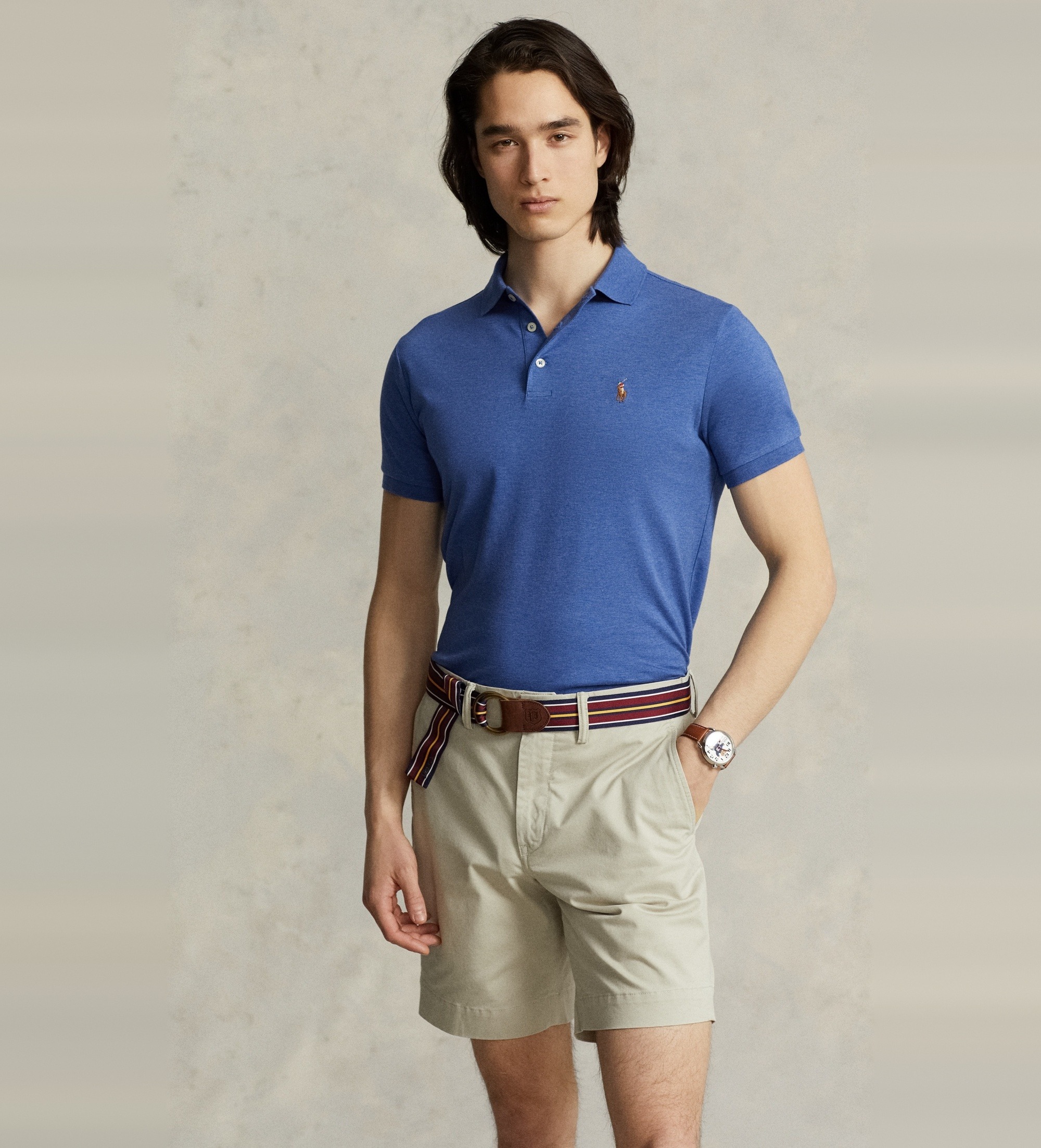 Polo Ralph Lauren für Herren. 710713130008 Slim-Fit-Poloshirt aus weicher Baumwolle in Blau (XL), Lässig, Kurzarm