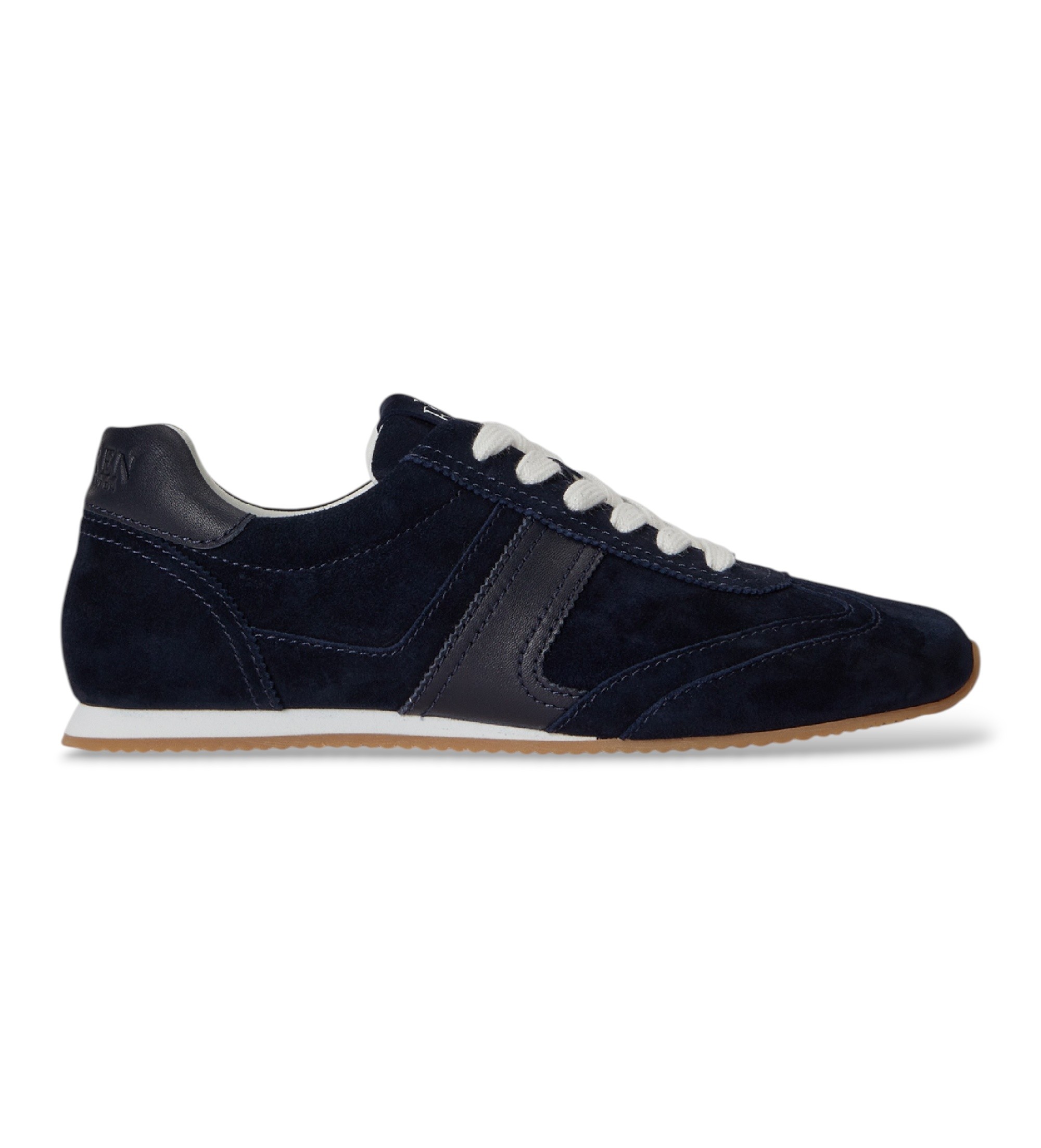 Lauren Ralph Lauren für Damen. 802P15837005 Dani Sneaker aus Wildleder und Leder in Marineblau (39), Wohnung, Schnürsenkel, Lässig