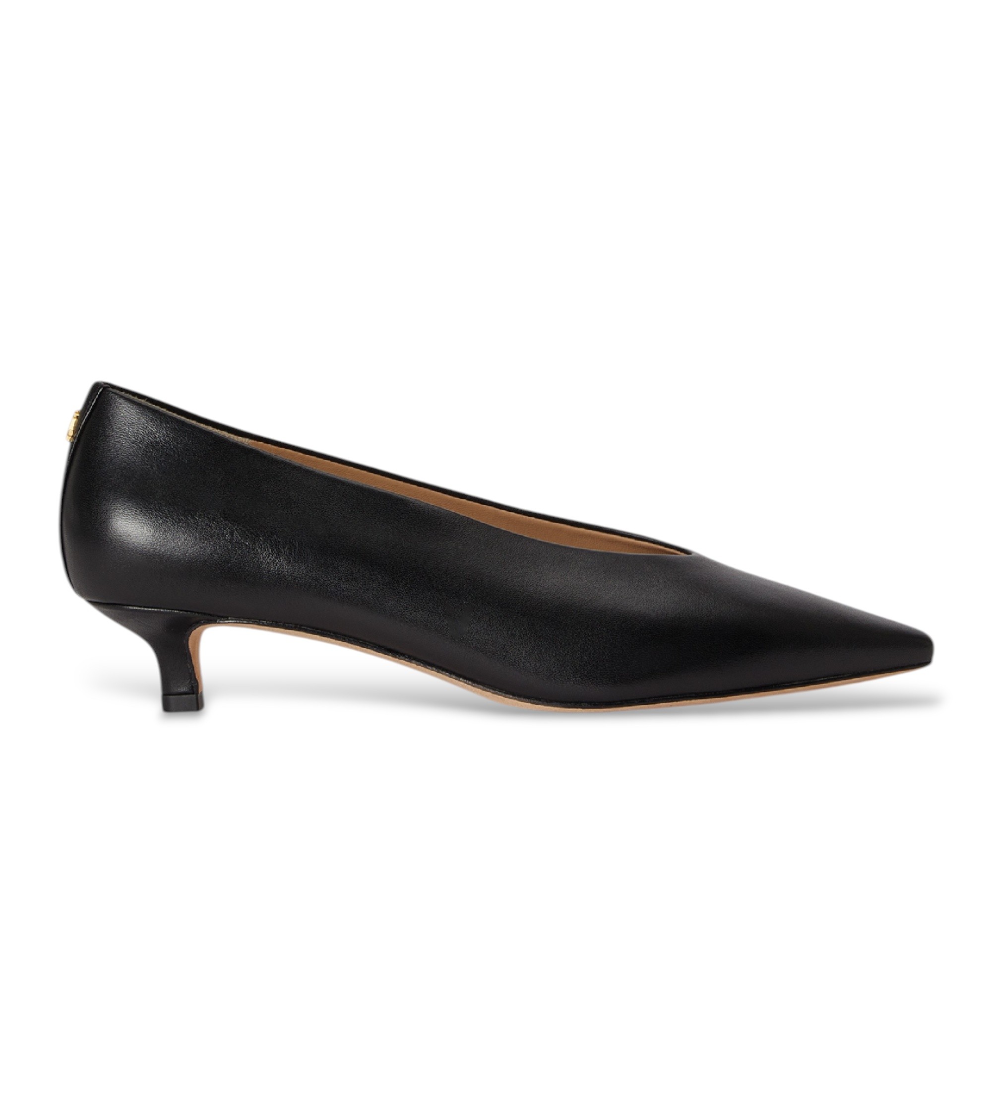 Lauren Ralph Lauren für Damen. 802P16893001 Kitten Schuh aus Leder in Schwarz (38), 3 bis 5 cm, Keine, Lässig, Klassisch