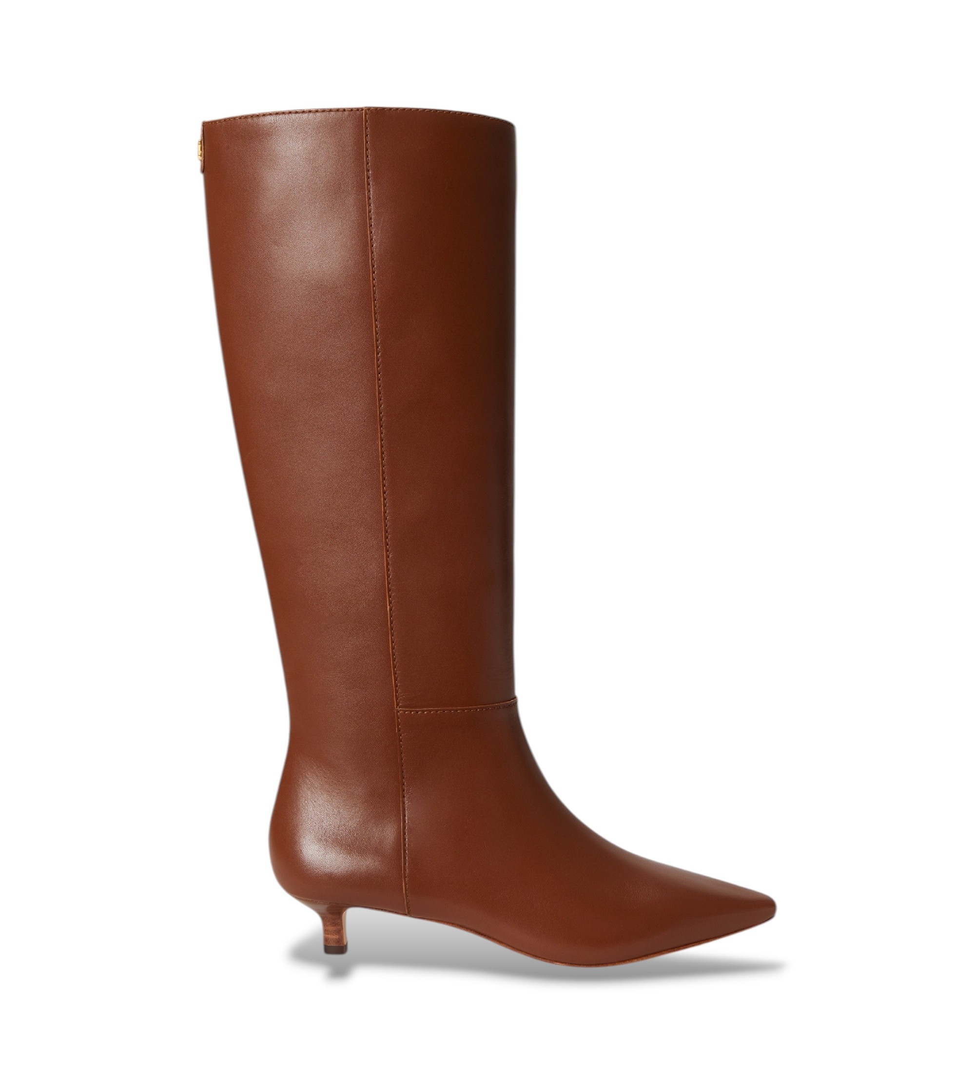 Lauren Ralph Lauren für Damen. 802P15725002 Hohe Francesca-Stiefel aus braunem Kalbsleder (36), 3 bis 5 cm, Reißverschluss, Lässig