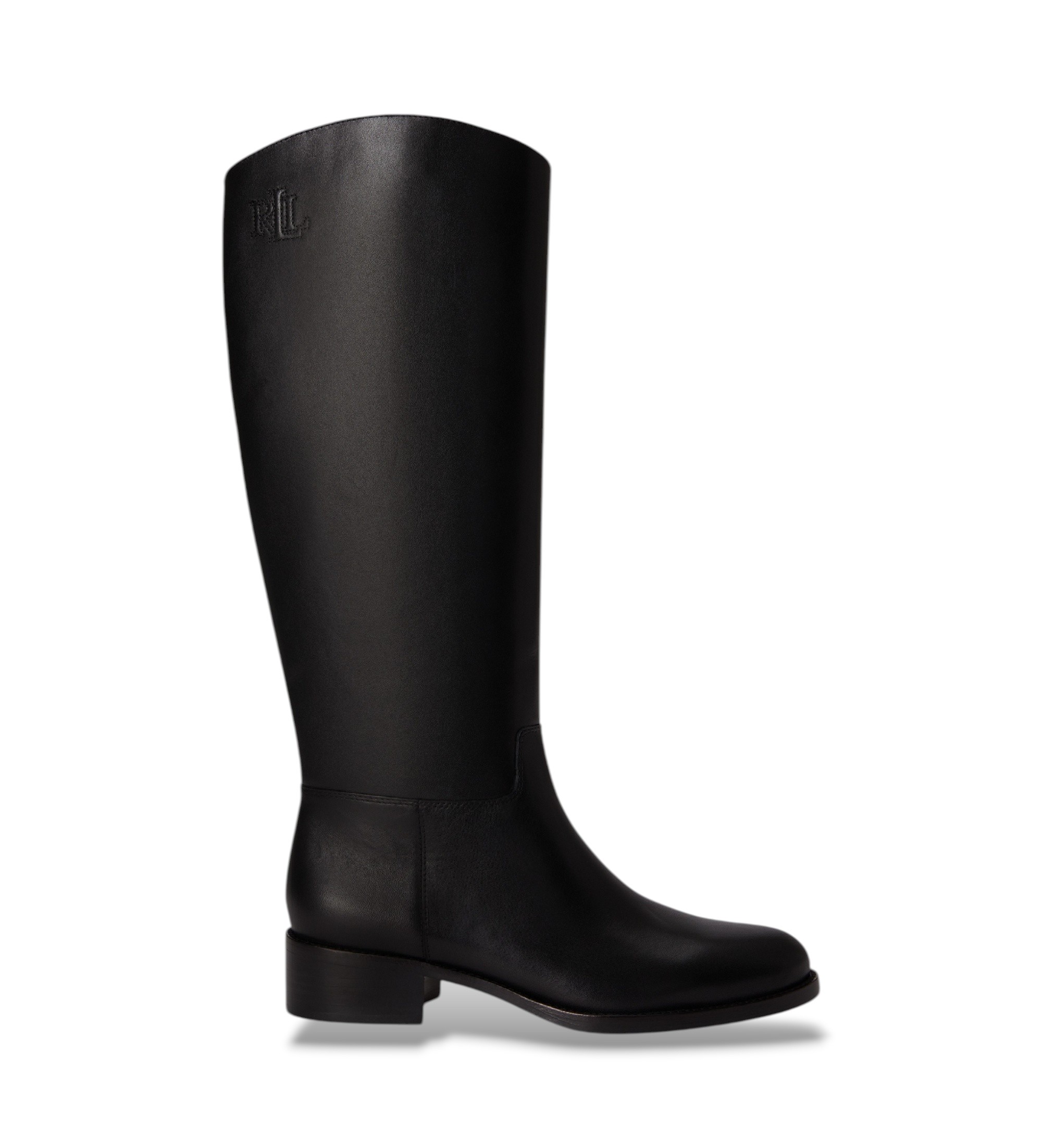 Lauren Ralph Lauren für Damen. 802P12995001 Kyle Hochstiefel aus schwarzem Kalbsleder (37), 1 bis 3 cm, Reißverschluss, Lässig