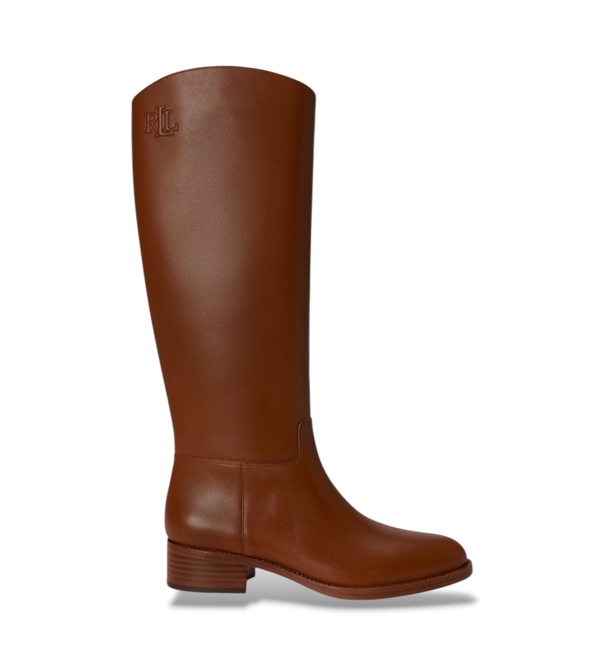 Lauren Ralph Lauren für Damen. 802P12995002 Hohe Kyle-Stiefel aus braunem Kalbsleder (41), 1 bis 3 cm, Reißverschluss, Lässig