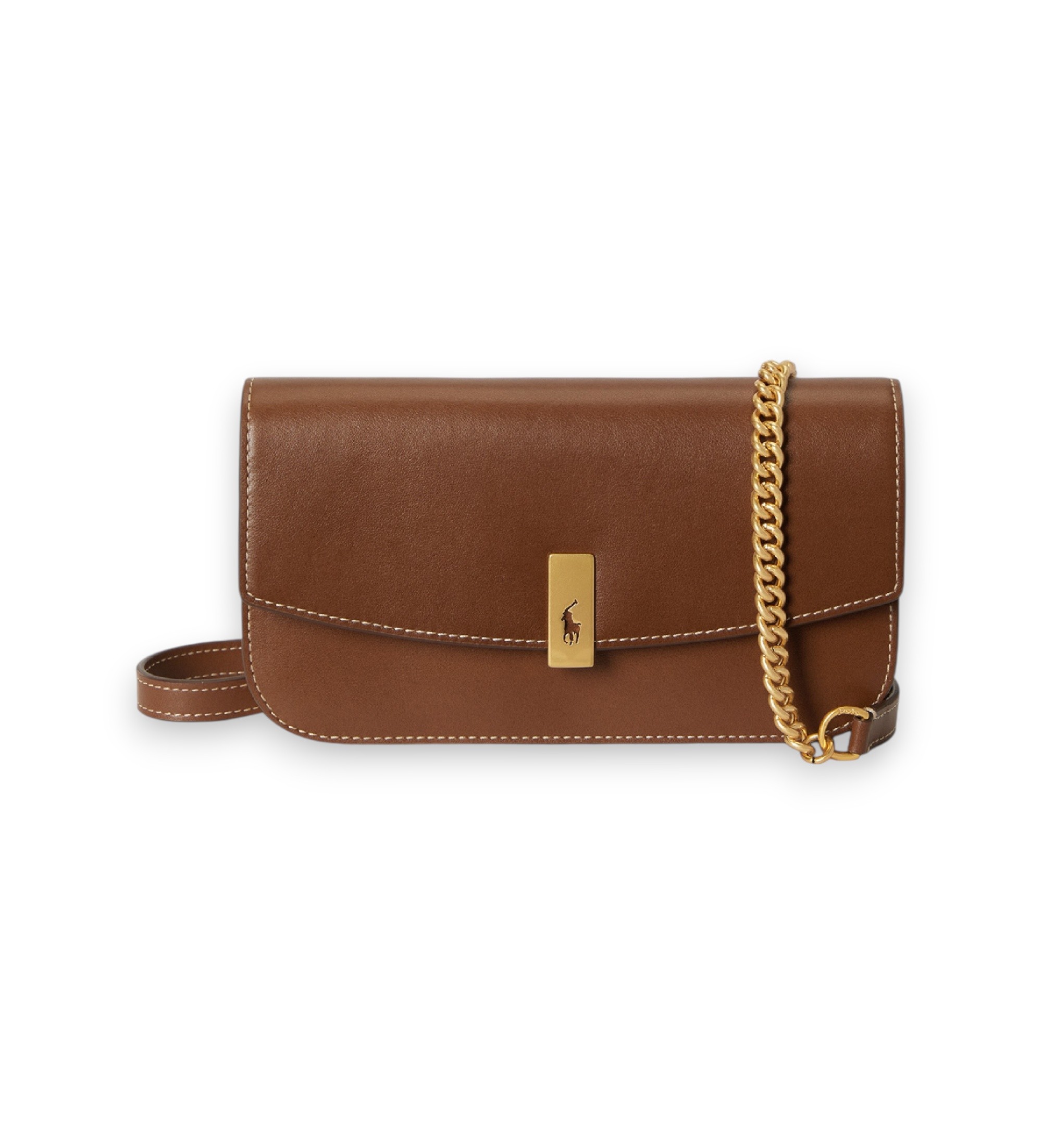 Polo Ralph Lauren für Damen. 427P04993001 Handtasche Polo ID aus Leder mit Kette, braun (OSFA), Lässig