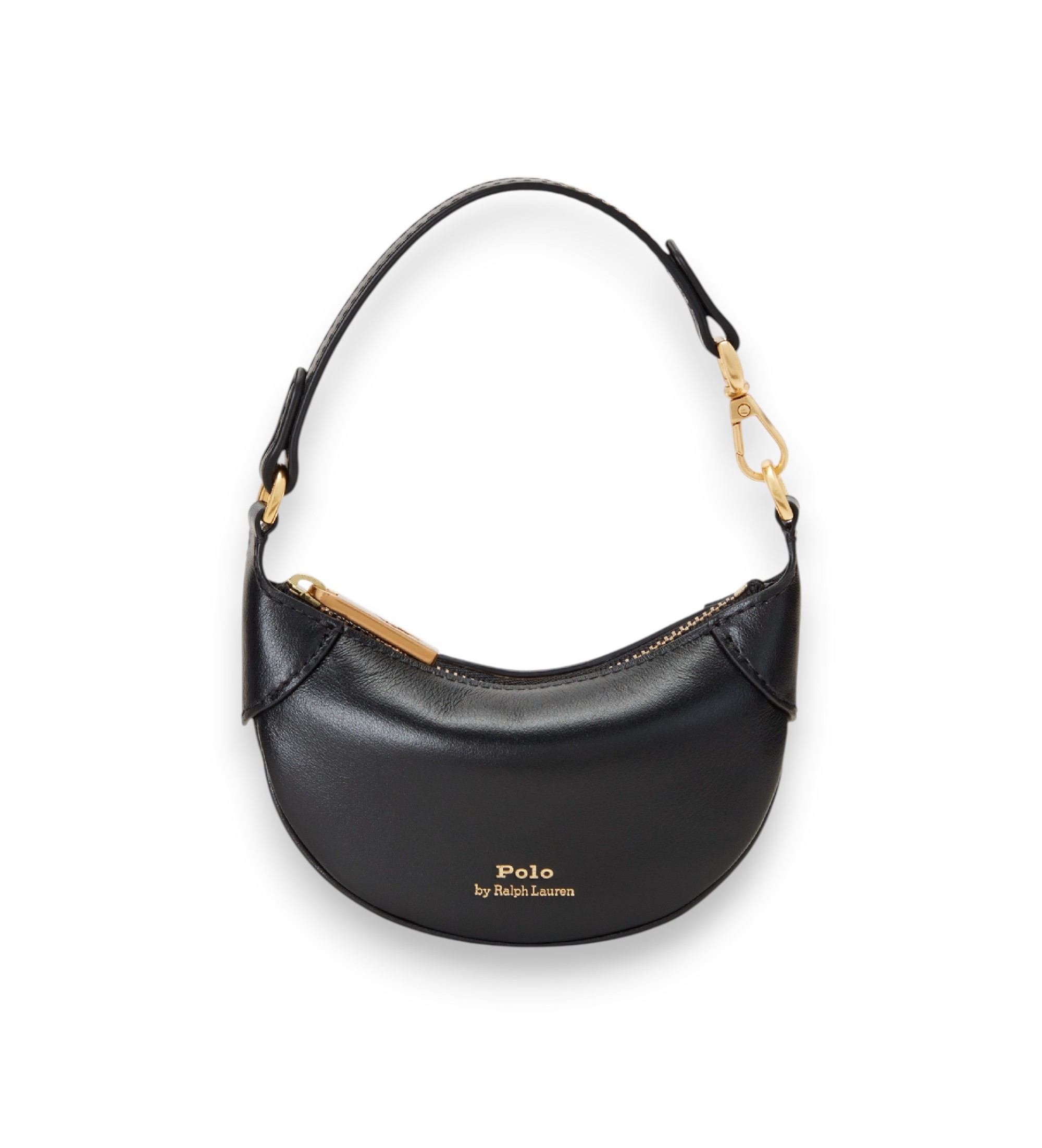 Polo Ralph Lauren für Damen. 427938050001 Halbmond-Handtasche aus Leder, schwarz (OSFA), Lässig