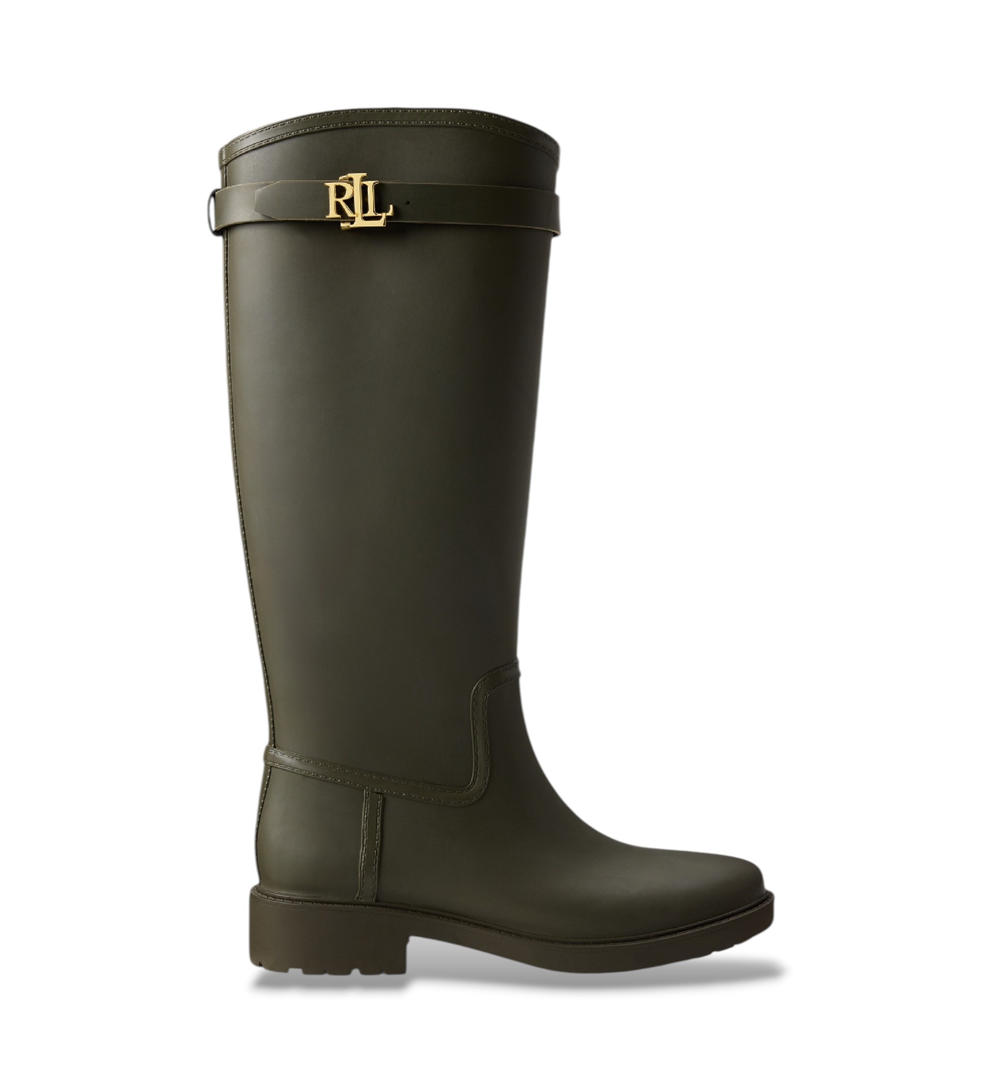 Lauren Ralph Lauren für Damen. 802980678003 Hohe Gummistiefel Portiah in Olivgrün (40), Kunststoff, Wohnung, Keine, Lässig, Draußen