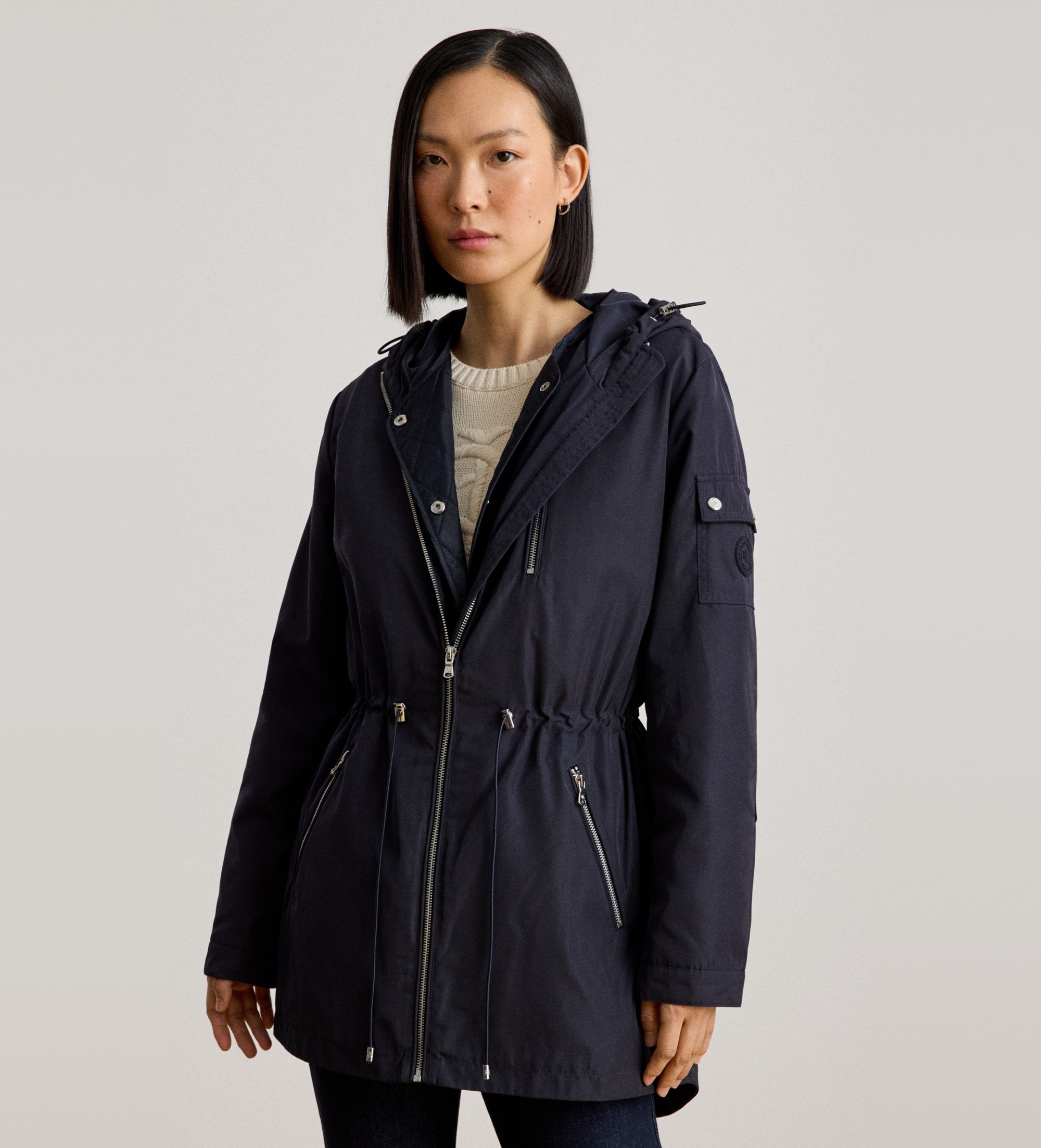 Lauren Ralph Lauren für Damen. 297P18067003 Jacke mit Kapuze 2 in 1 marineblau (S), Lässig, Polyester