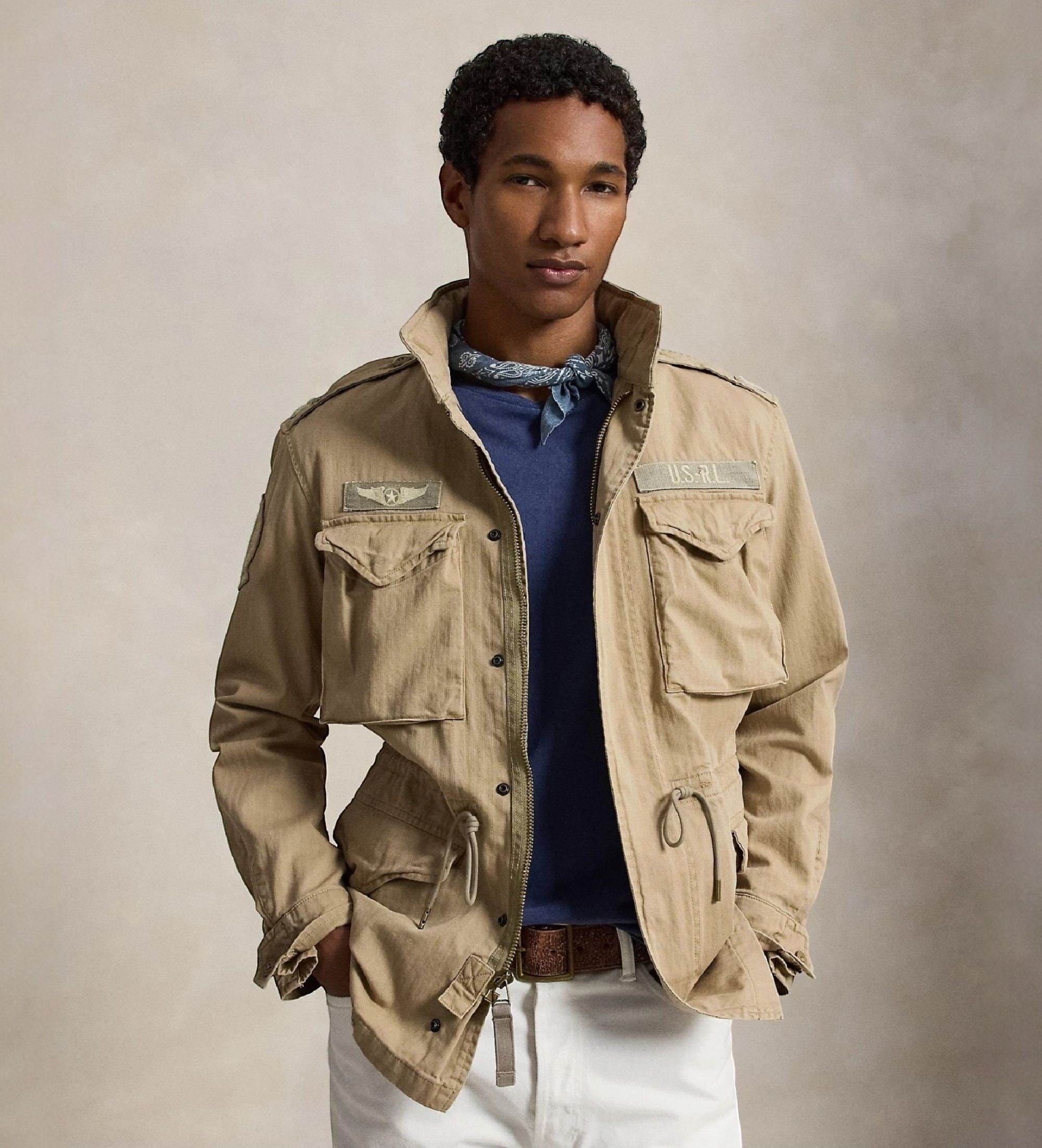 Polo Ralph Lauren für Herren. 710961616500 Die legendäre beige Feldjacke (L), Lässig, Baumwolle