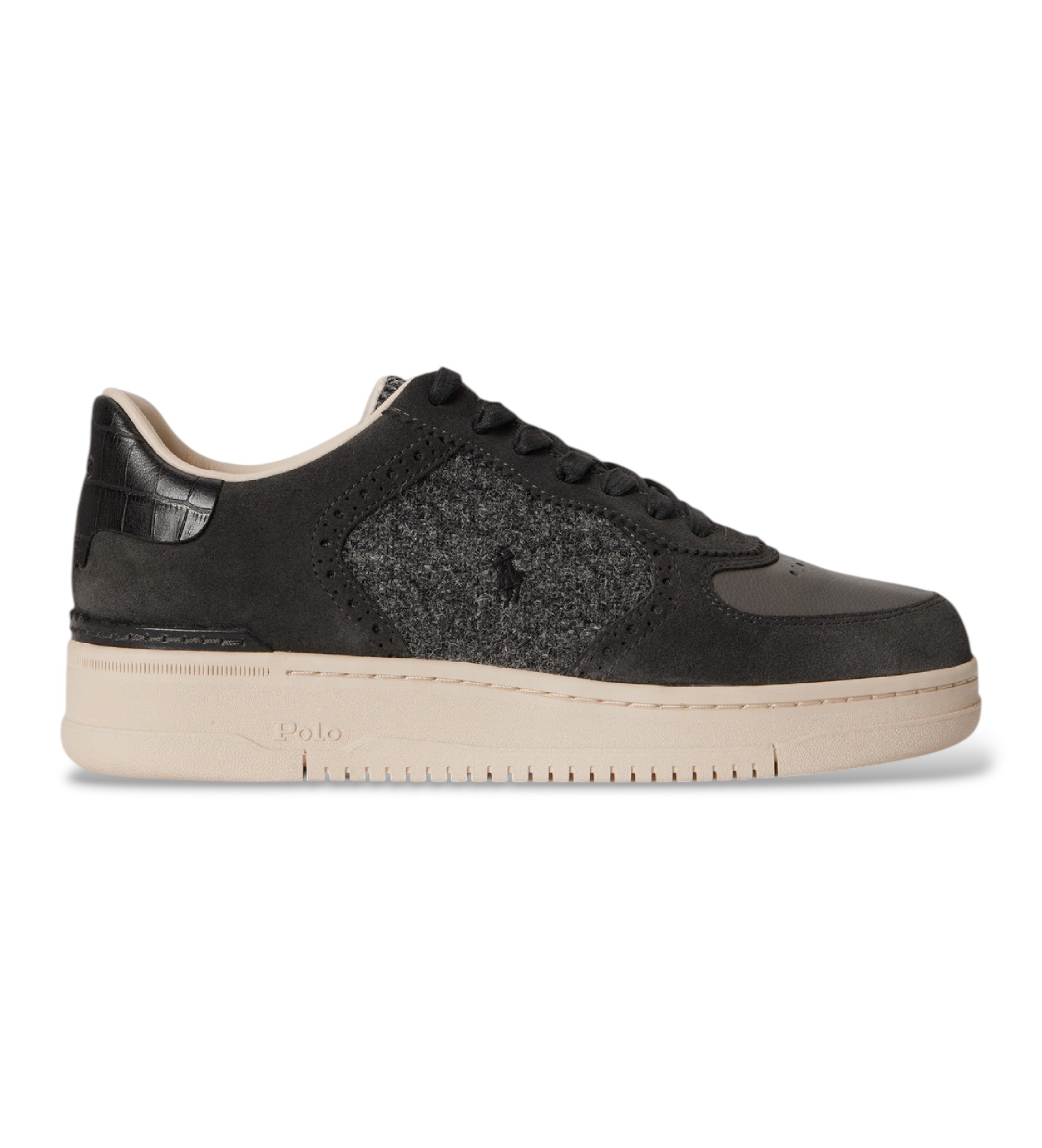 Polo Ralph Lauren für Herren. 809P15529001 Masters Sneaker schwarz (42), Leder, Wohnung, Schnürsenkel, Lässig