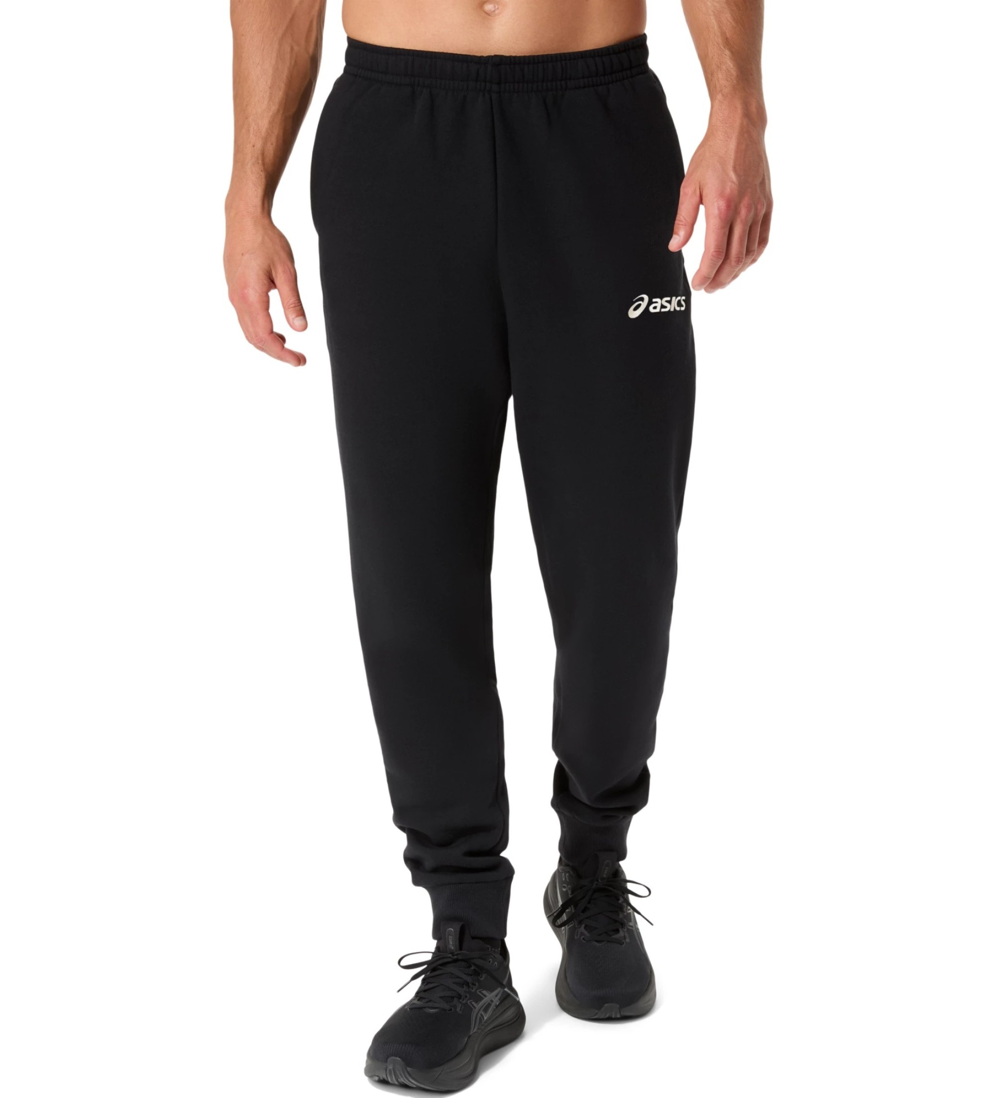 Asics für Herren. 2031F329 Schwarze Logo Fleece Hose (S), Lässig, Baumwolle