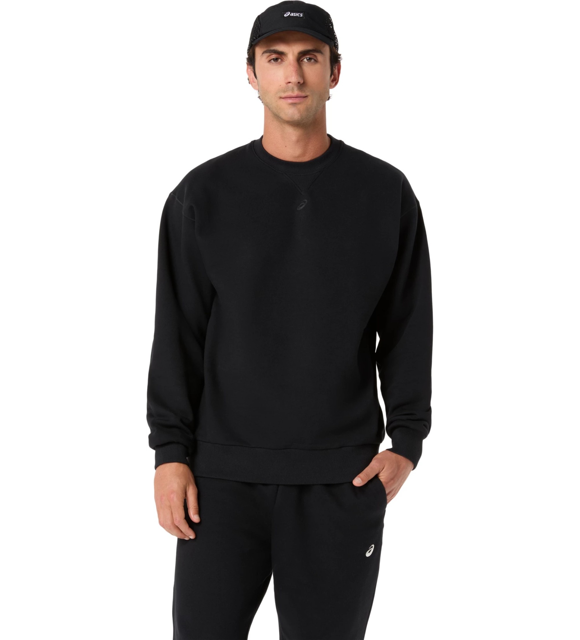 Asics für Herren. 2031F335 Fleece Relaxed Sweatshirt schwarz (M), Lässig, Baumwolle