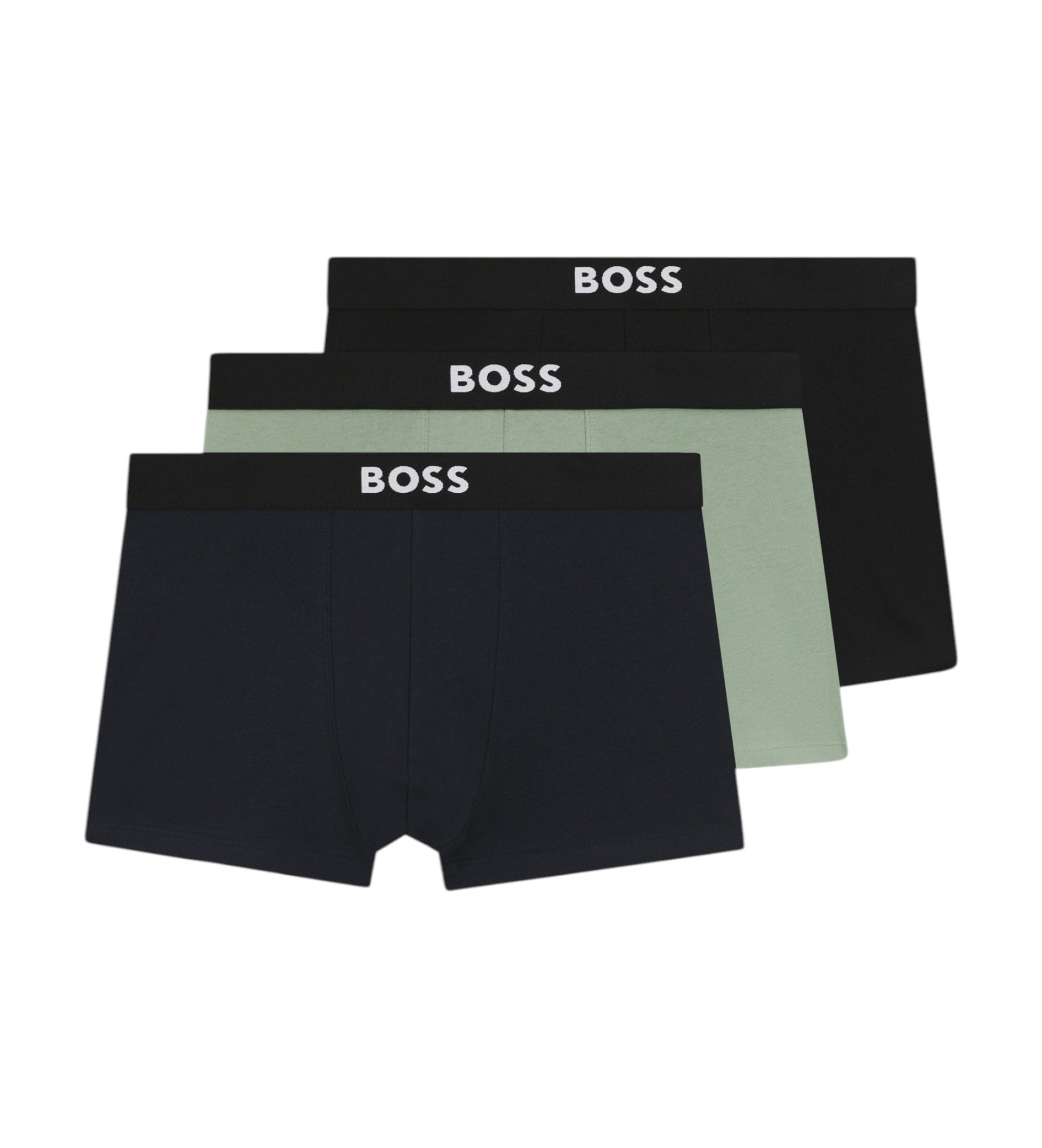 BOSSvoor mannen. 50544263 Set van 3 effen boxershorts zwart, groen (XXL), Homewear, Katoen