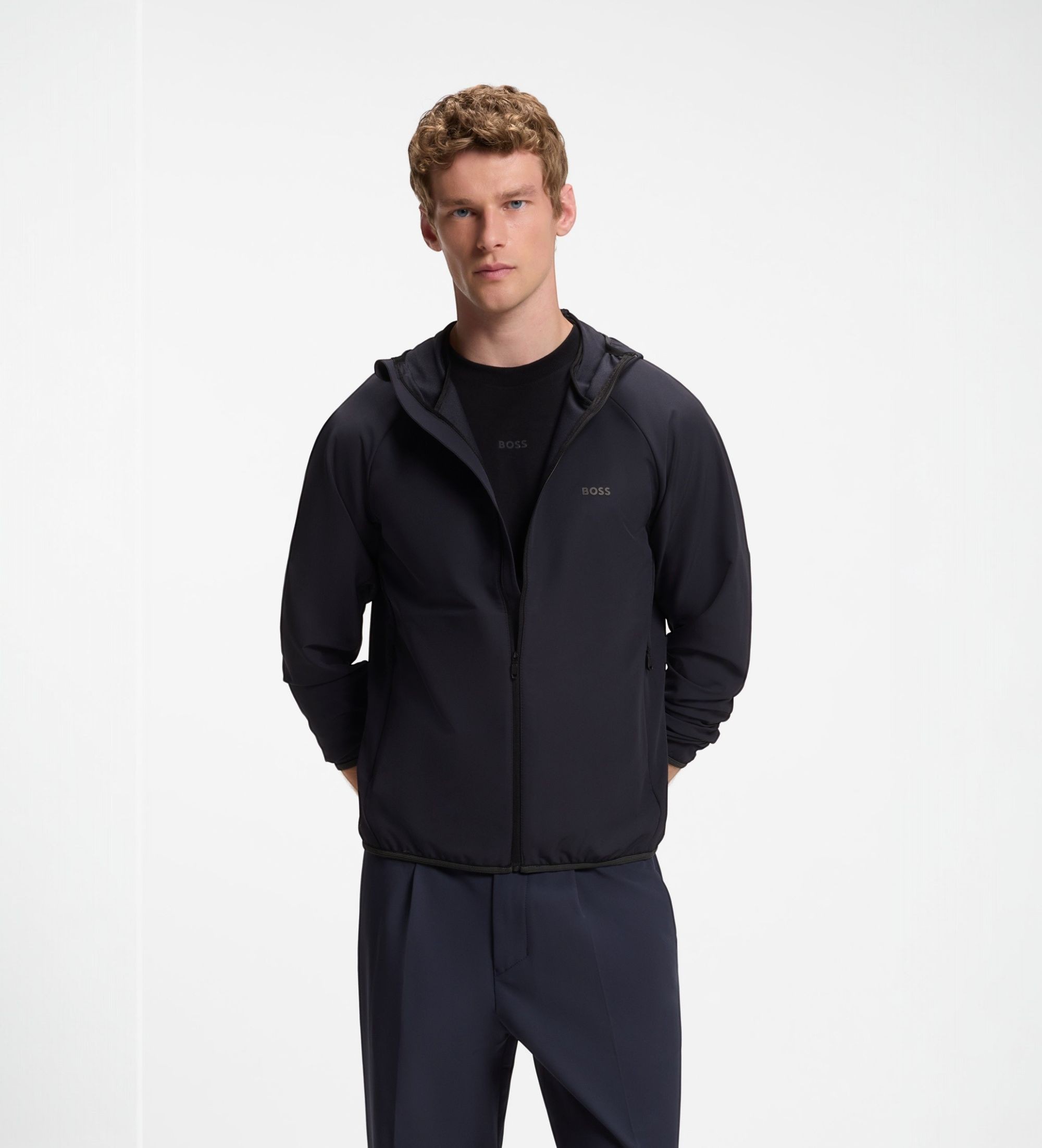 BOSSvoor mannen. 50542451 Marineblauw L Commuter-jack (3XL), Casual, Polyester