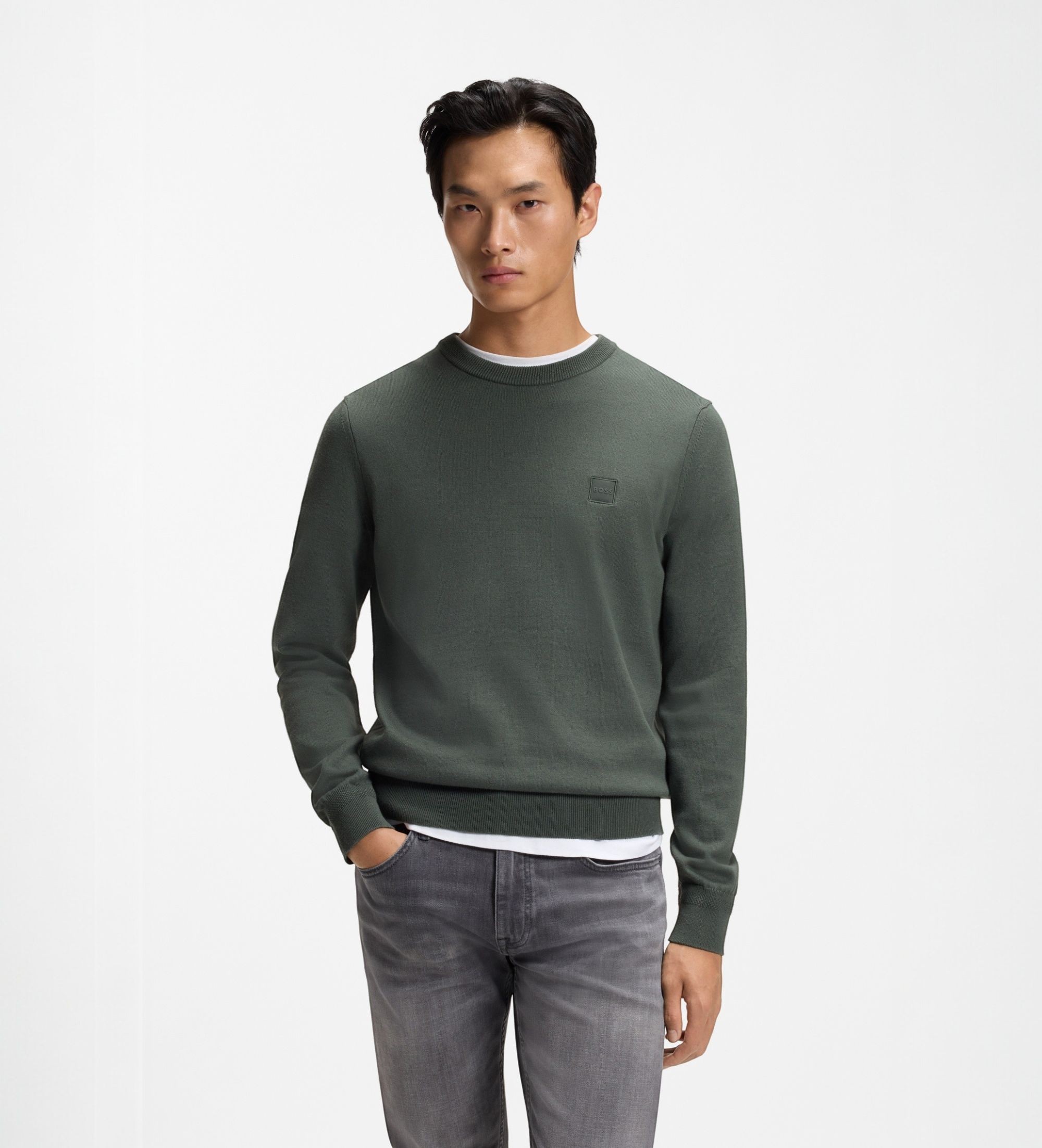 BOSSvoor mannen. 50527583 Groene Kanovano-trui (S), Casual, Katoen