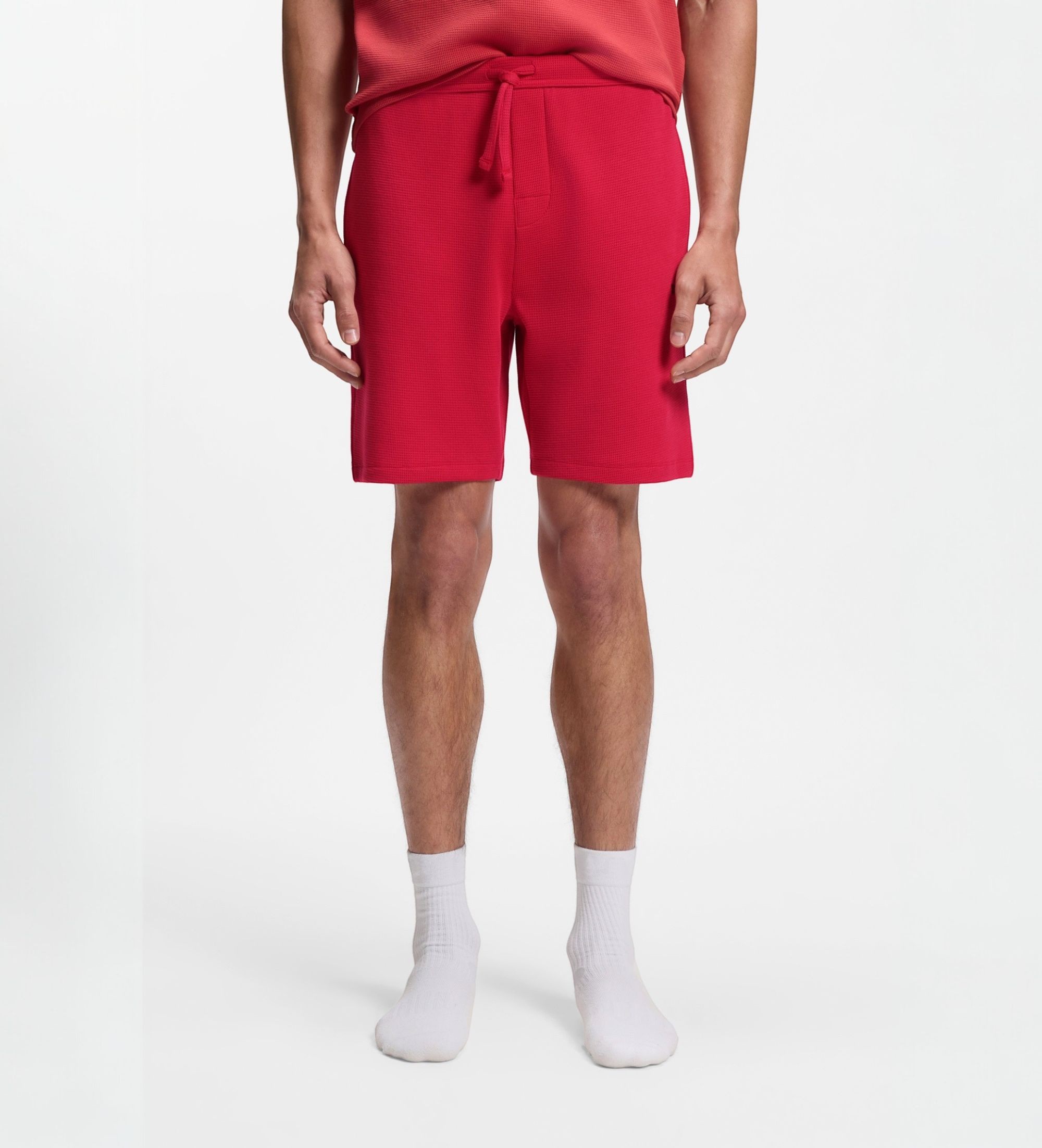 BOSSvoor mannen. 50535884 Waffle short rood (XL), Homewear, Katoen