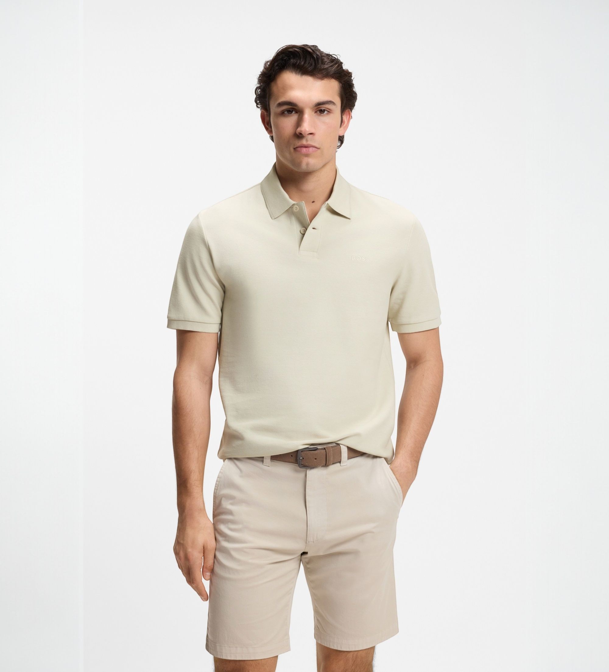 BOSSvoor mannen. 50560227 Poloshirt Phoenix lichtbeige (XL), Casual, Katoen, Korte mouwen
