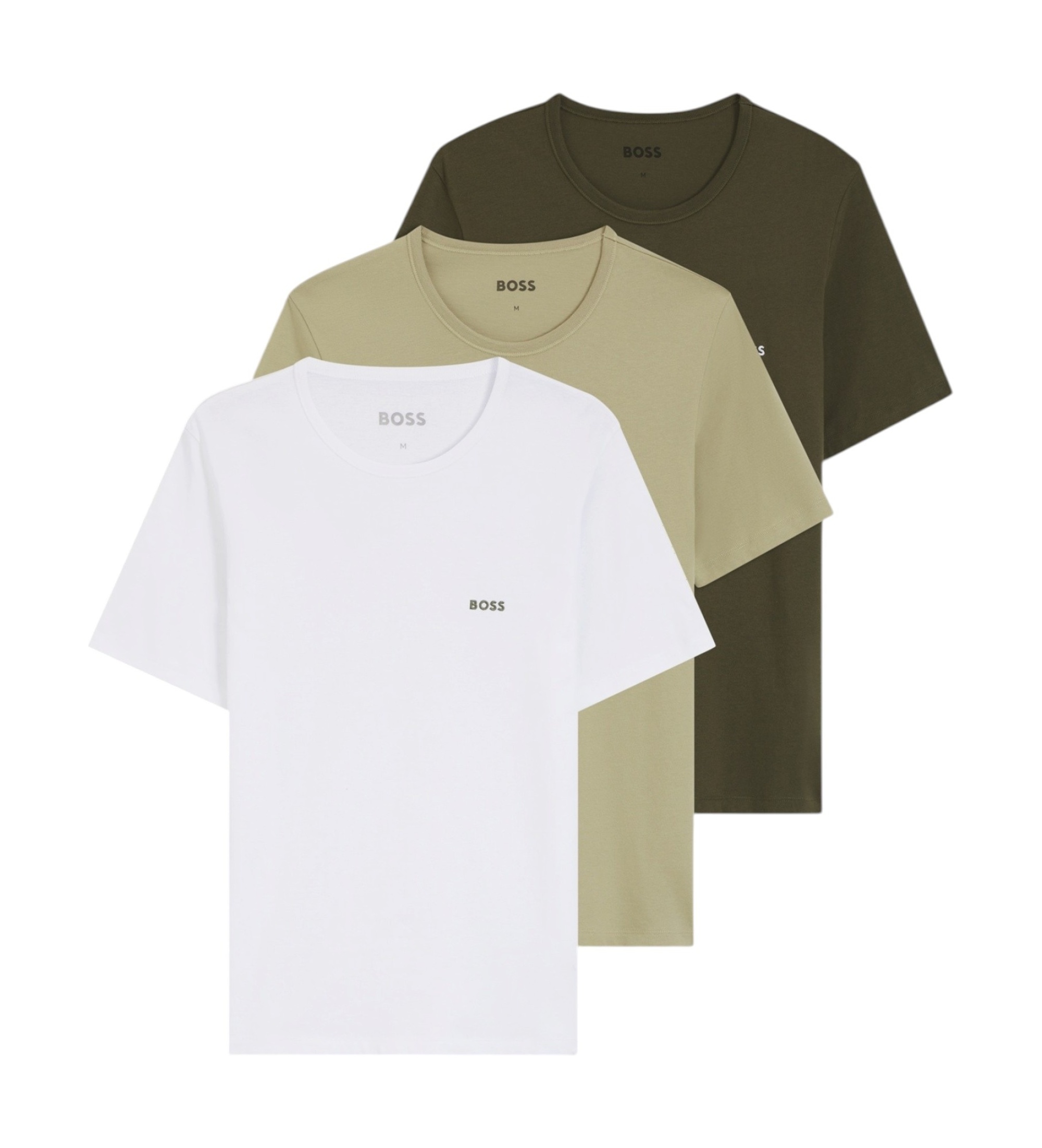 BOSSvoor mannen. 50532468 Set van 3 Classic T-shirts wit, groen (XS), Casual, Katoen, Korte mouwen