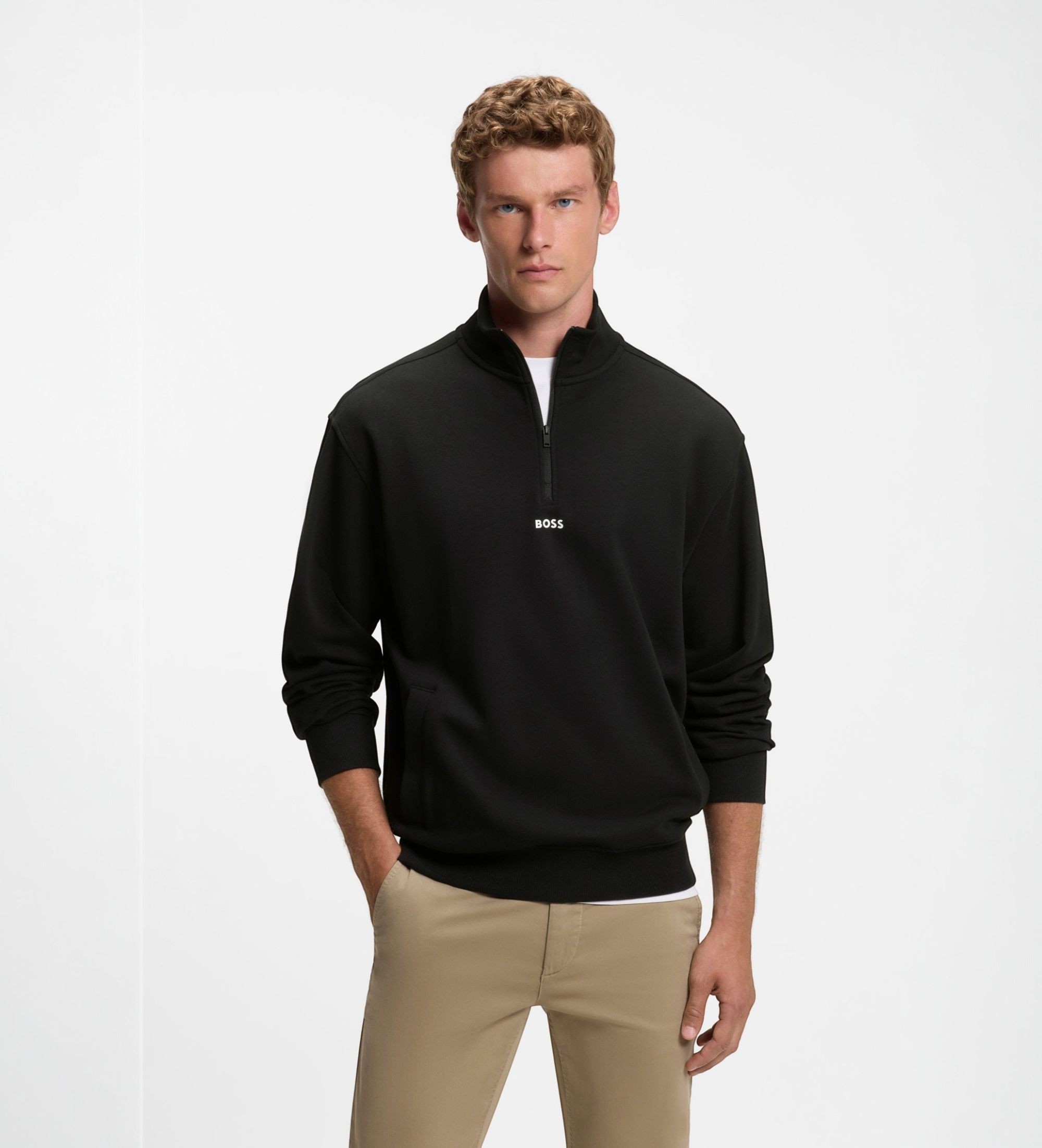 BOSSvoor mannen. 50569548 Smallzip hoodie zwart (XXL), Casual, Katoen